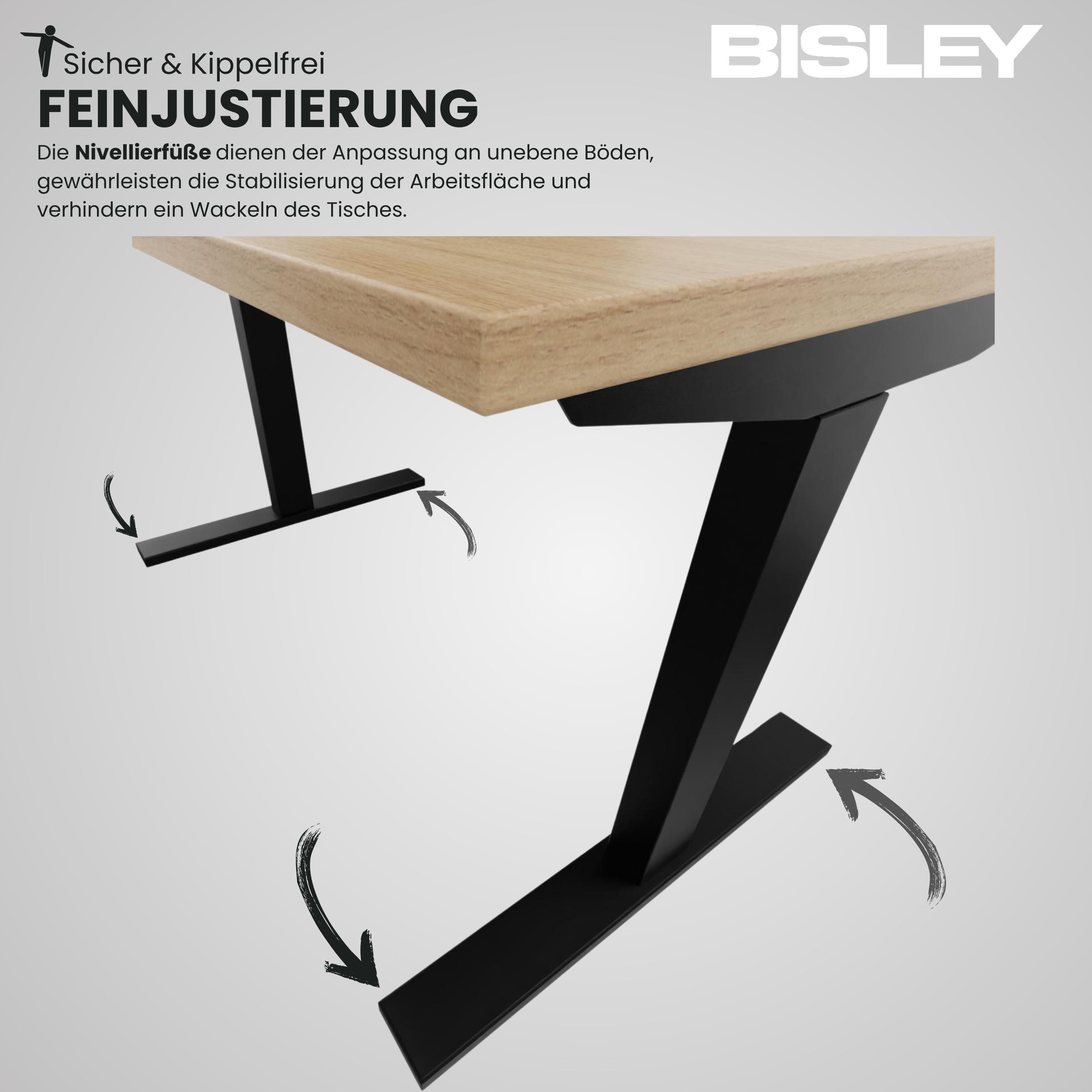 Bisley Schreibtisch E-WonderTech, in - Maße: H 74 x B 160 x T 80 cm