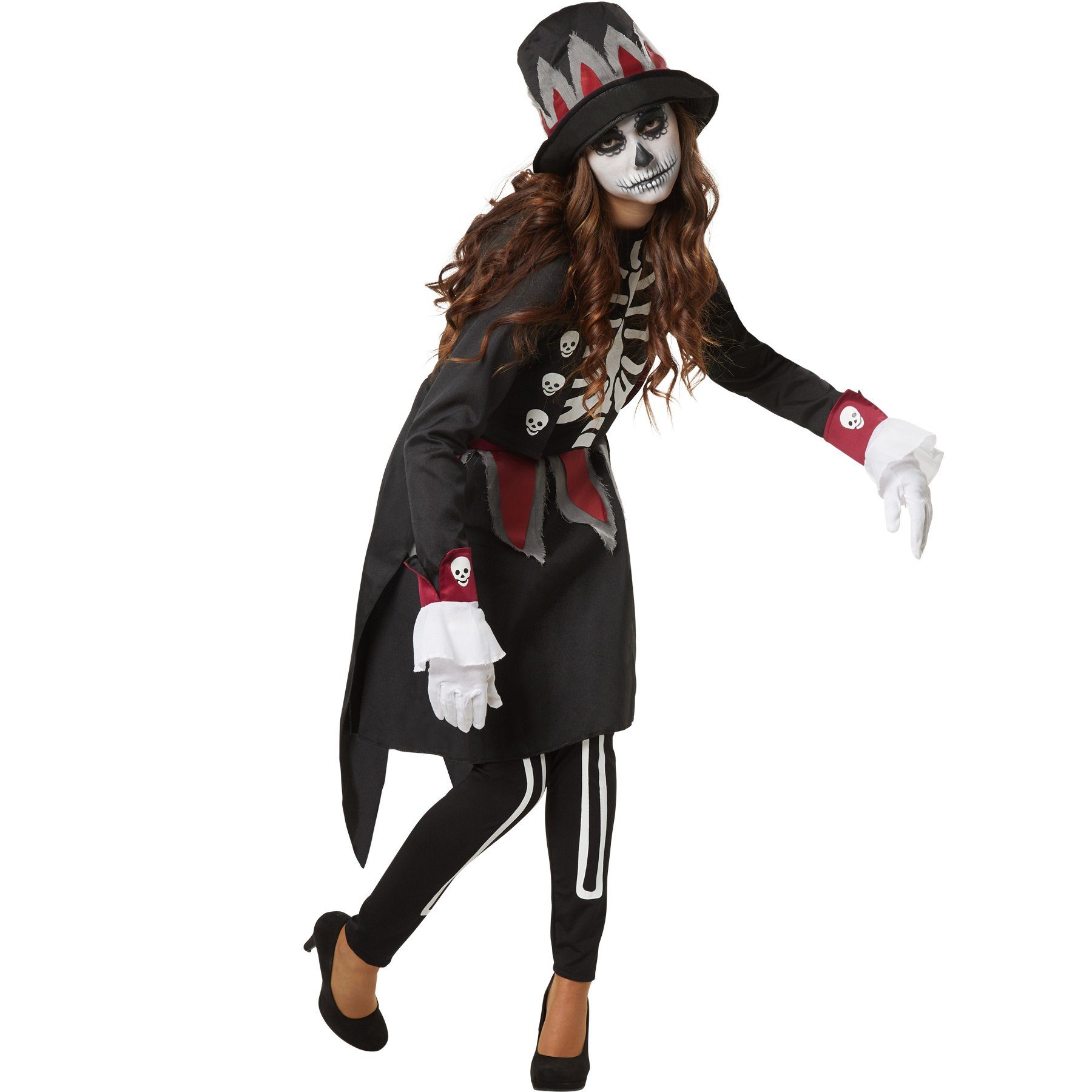 dressforfun Kostüm Frauenkostüm Gruselige Skull Lady, Vornehmes Kostüm im Skull-Look