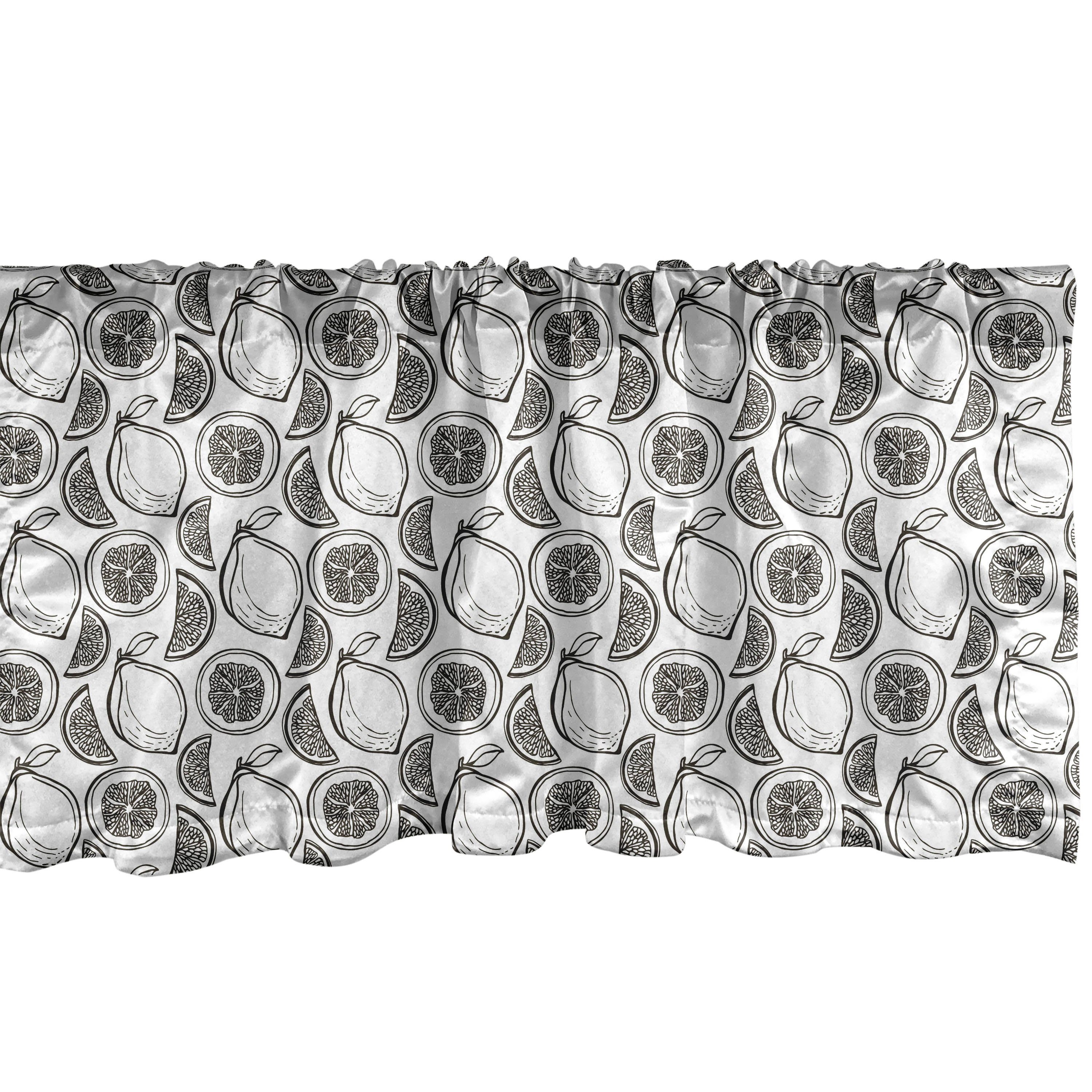 Scheibengardine Vorhang Volant Zitronen Stangentasche, mit Abakuhaus, Microfaser, saure Küche Schlafzimmer für Monochrome Dekor Frucht-Skizze