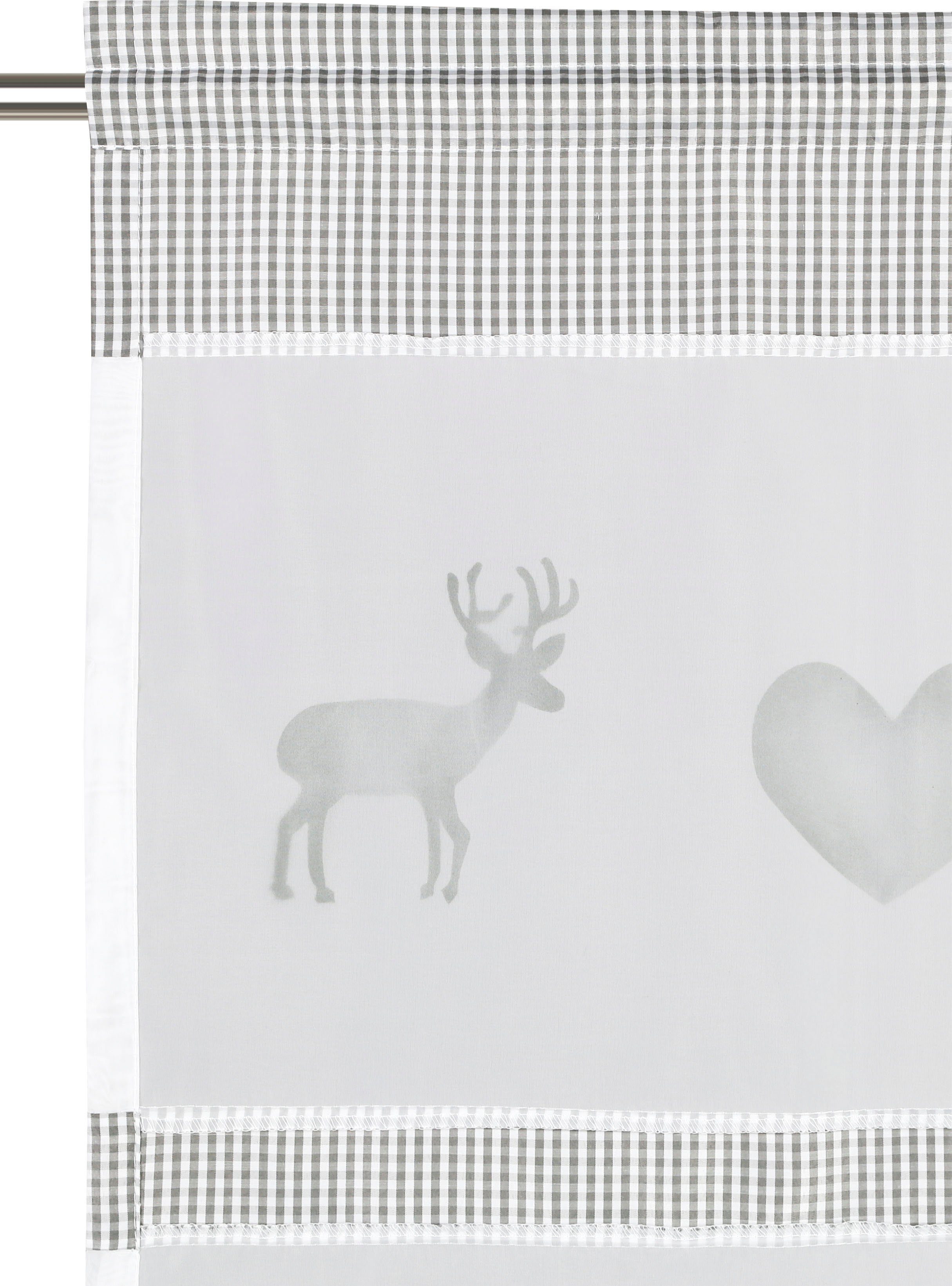 Stangendurchzug Gardine home, Inkl. Gardine Elk, (1 die Weihnachtliche halbtransparent, my grau St), Raffhalter