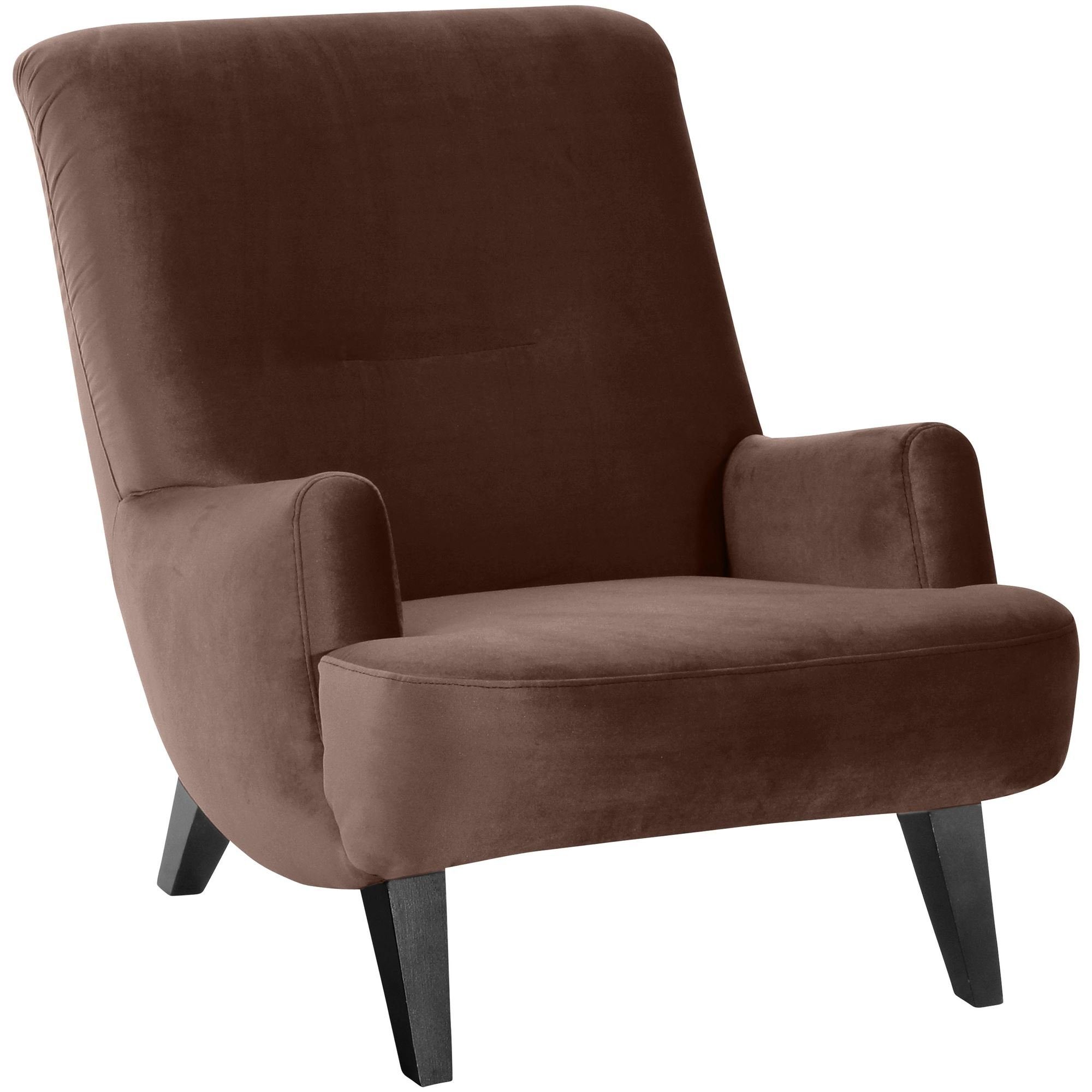 lackiert Sessel verarbeitet,bequemer Versand, 1-St), schwarz Kostenlosem braun / 21276 Kessel Sitz hochwertig Buche Samtvelours aufm Bezug 58 (Sparpreis Sessel Kajsa inkl.