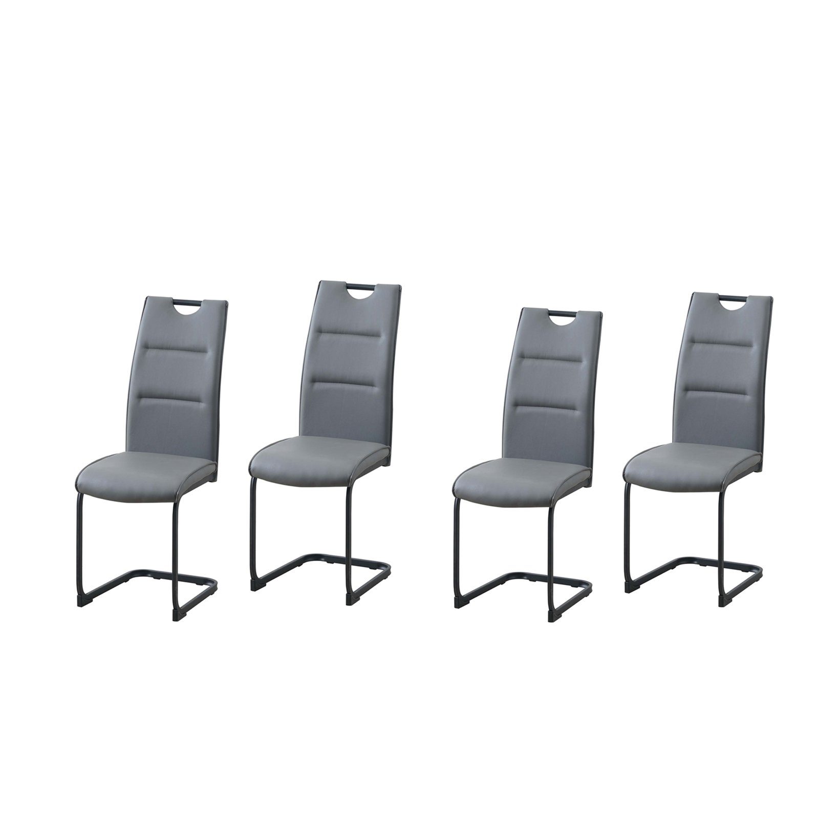 Freischwinger Schwingstuhl 4er Set PU grau DannyP