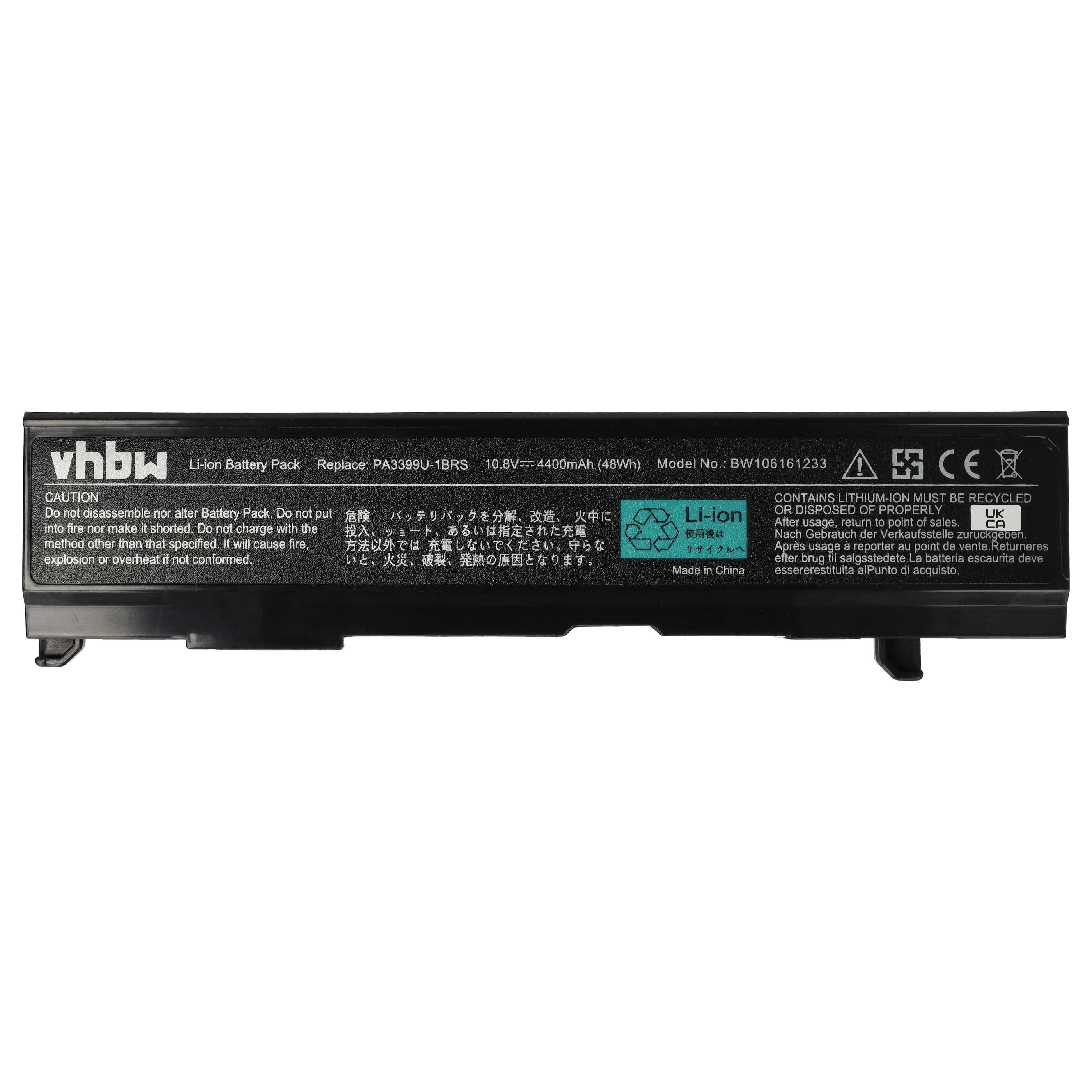 vhbw Akku Ersatz für Toshiba PA3399U-2BRS, PA3399U-2BAS, PA3399U-1BRS, Laptop-Akku Akku Li-Ion 4400 mAh (10,8 V, 1 St), Leistungsfähiger Austausch-Akku für Notebook, Wiederaufladbar, Jede