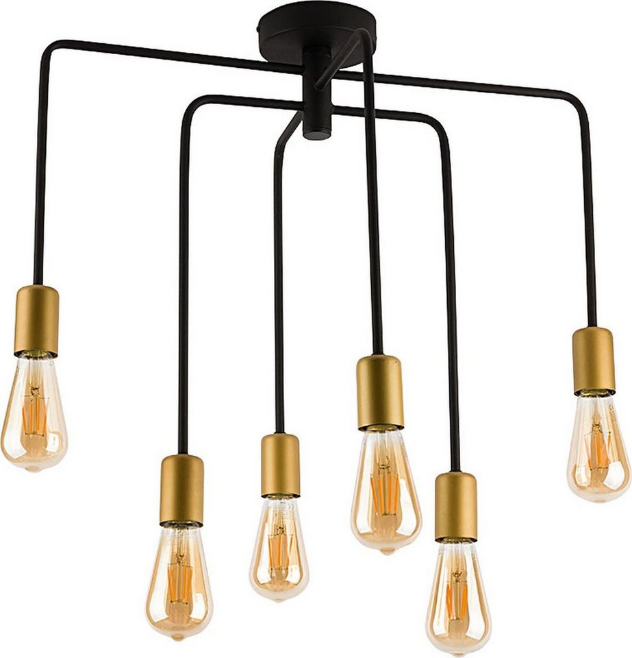 Licht-Erlebnisse Deckenleuchte AXIS, ohne Leuchtmittel, Deckenlampe Schwarz  Gold geometrisch Loft Industriestil Flur Lampe