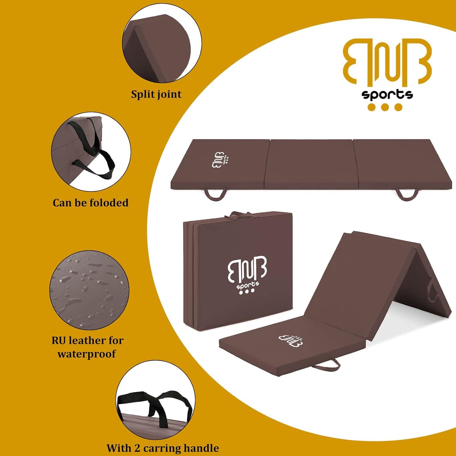 BNB SPORTS Sportmatte Premium Tri-Folding Thick Gymnastic Mat & Home Sports