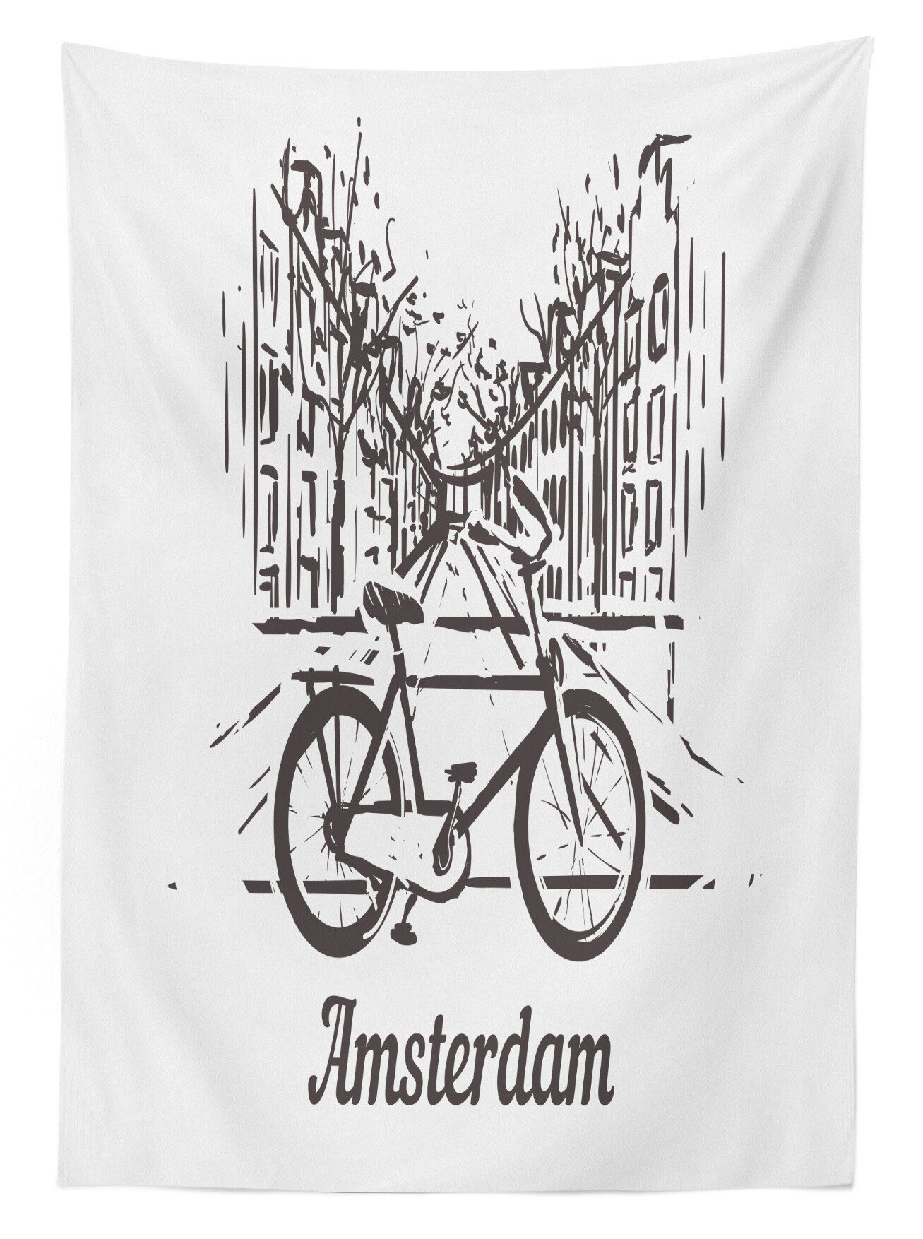 Abakuhaus Tischdecke Farbfest Amsterdam Fahrrad-Straße geeignet Waschbar den Häuser Außen Farben, Klare Bereich Für