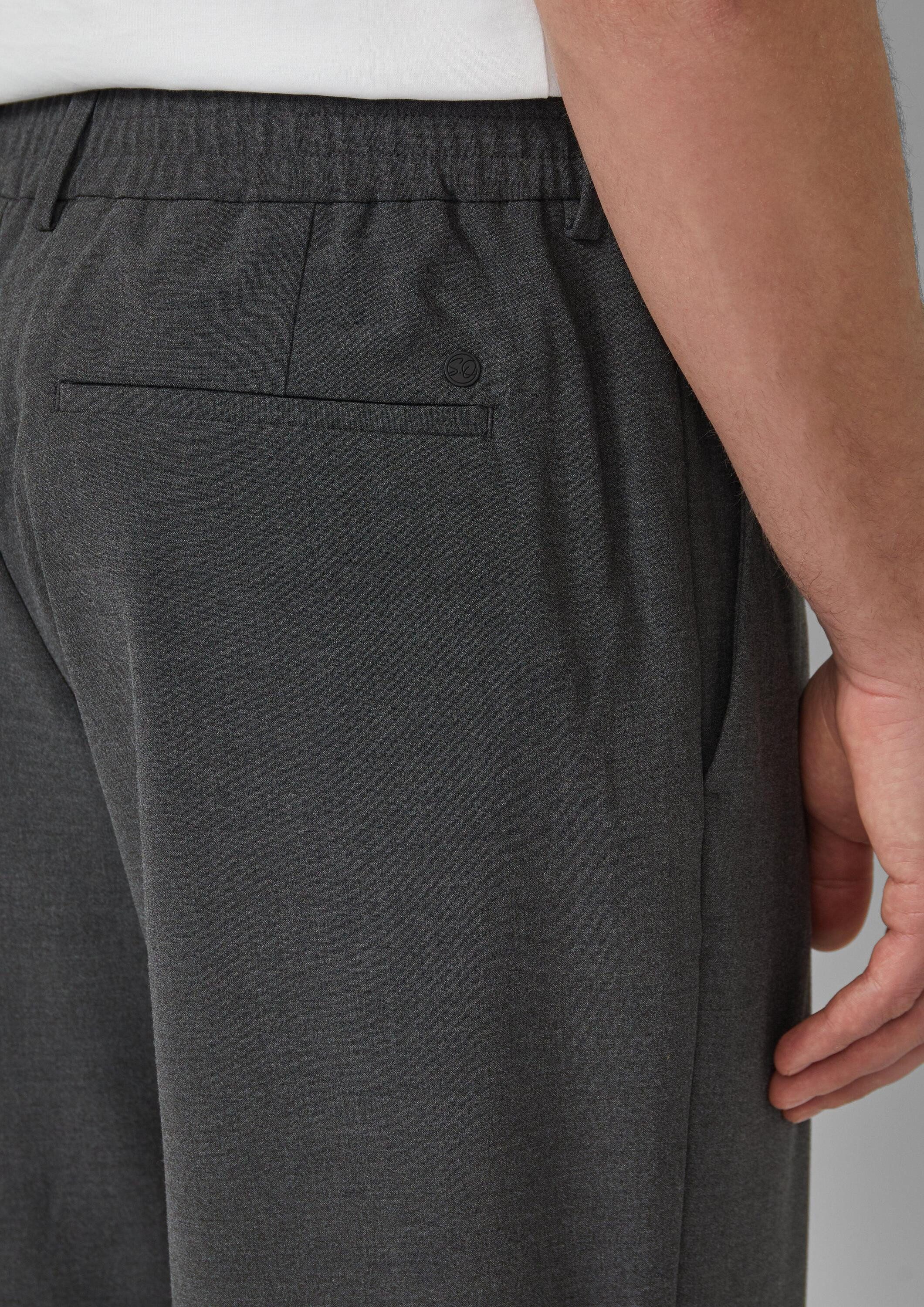 s.Oliver Chinos Hose Wide-Leg-Hose mit Elastikbund aus meliertem Stretch-Gewebe