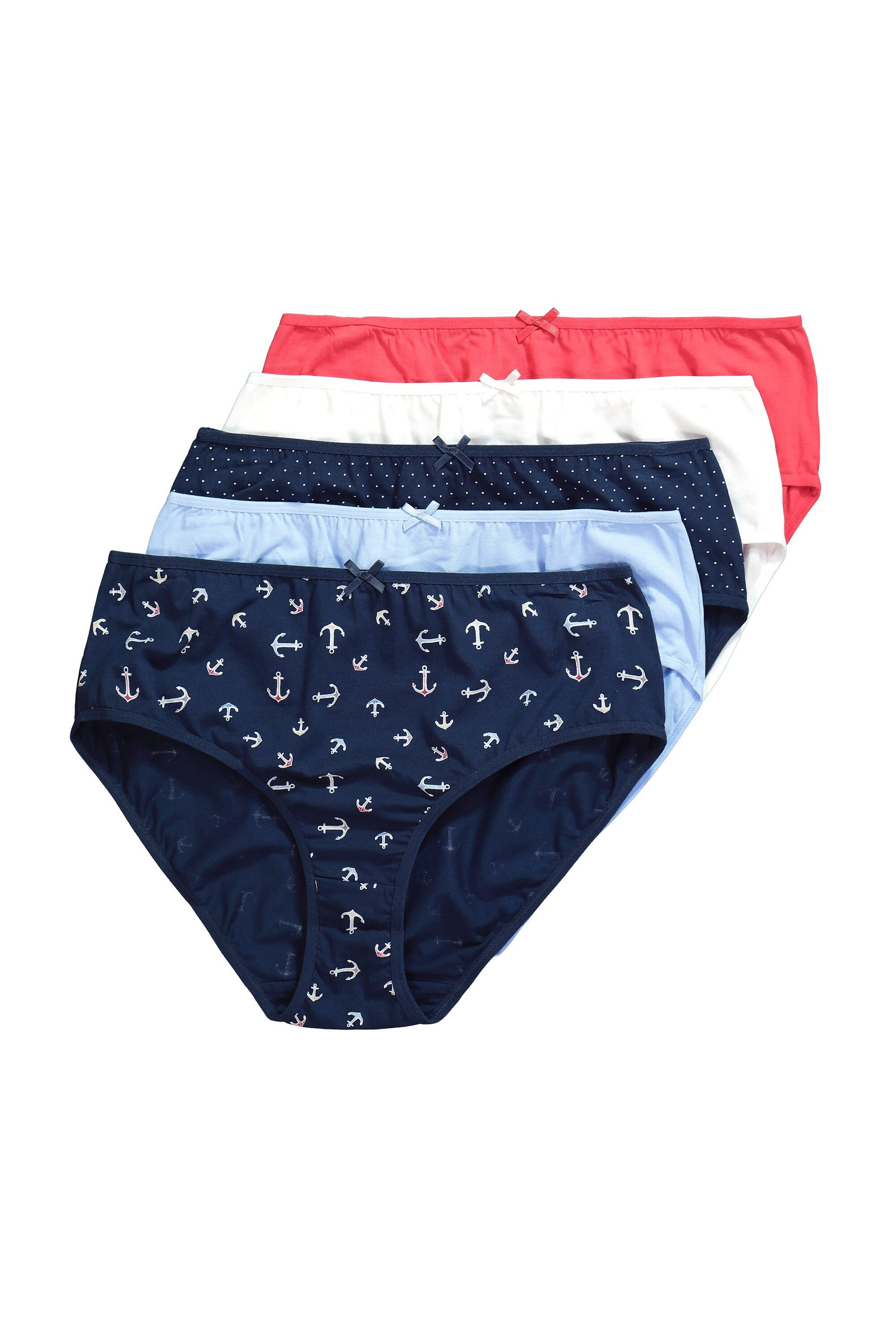 Ulla Popken Maxislip Midislips 5er-Pack Anker/ einfarbig