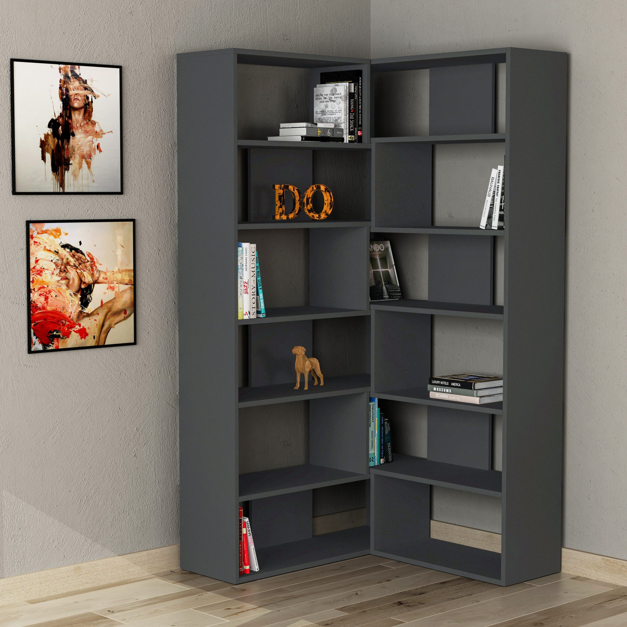 Decortie Bücherregal Molly, Modernes Bücherregal,Eck, Display Unit No.4, 29 günstig online kaufen