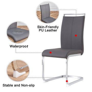 Merax Freischwinger (4 St), Schwingstuhl Esszimmerstuhl, 4er Set, Polsterstuhl, aus Kunstleder