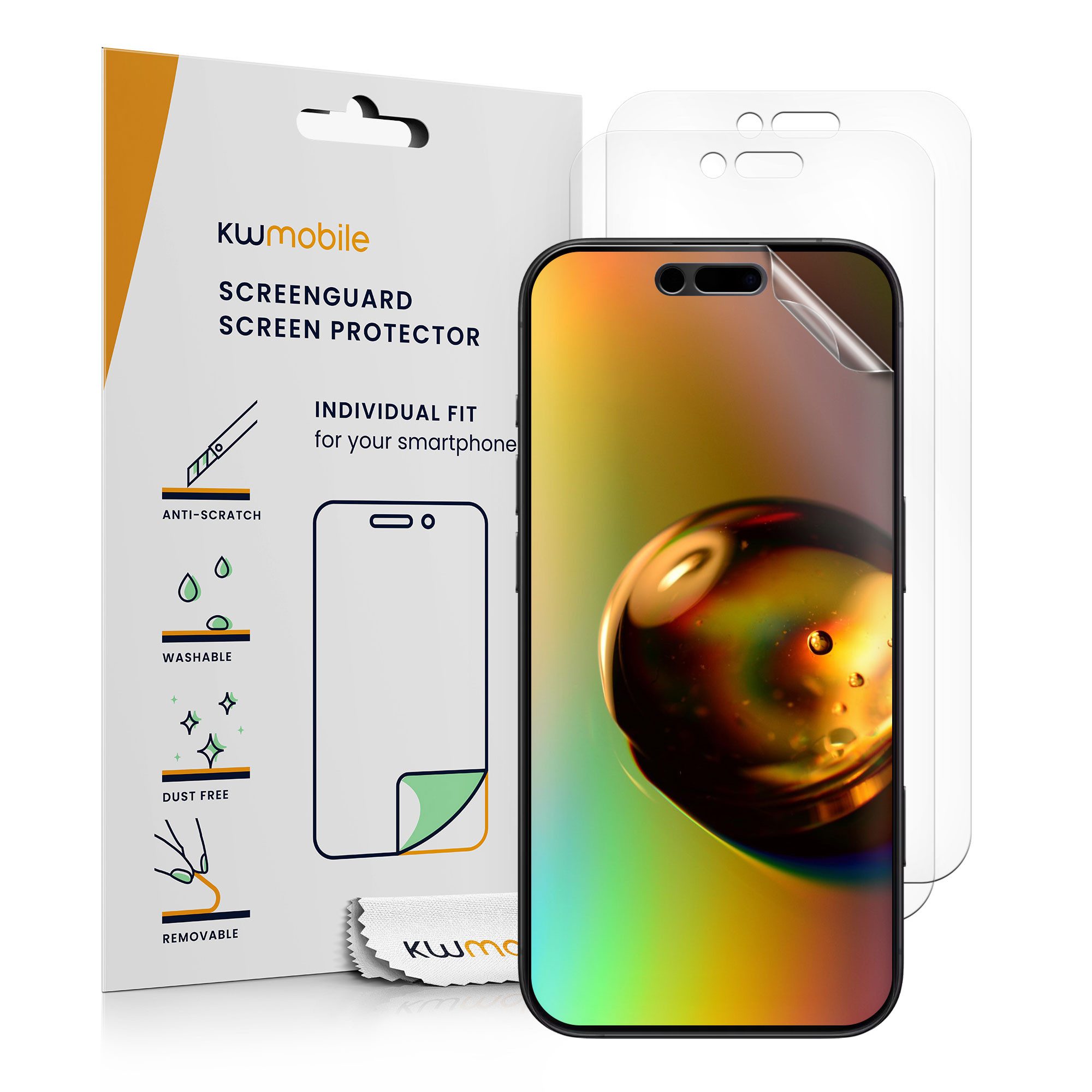 kwmobile Smartphone-Hülle 3x Folie, klare Displayschutzfolie Displayschutz transparent Schutzfolie