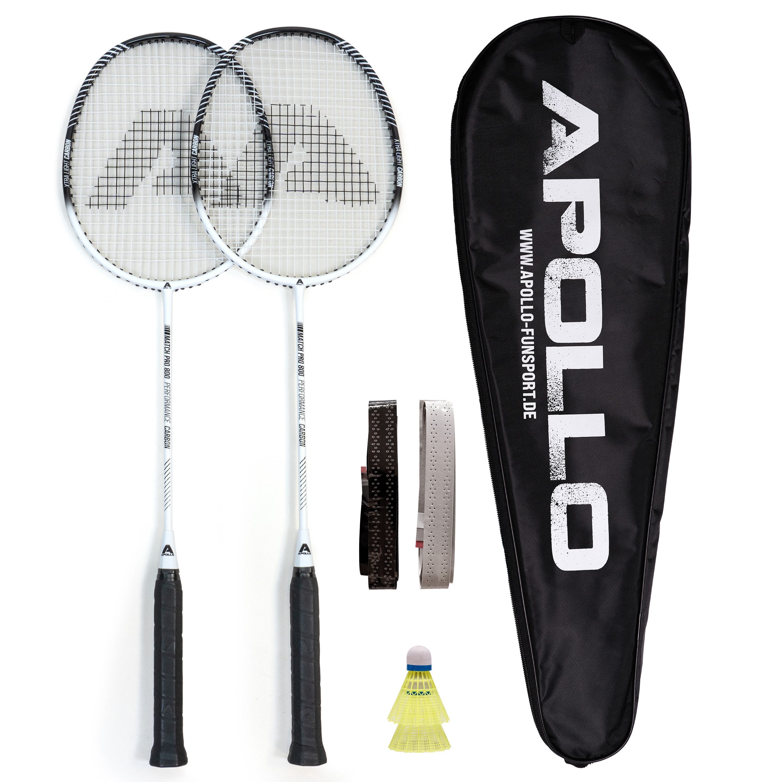 Apollo Badmintonschläger Badminton Set Badminton Match Pro 800, (Set, inkl. 2 Bällen und Tragetasche), inkl. 2 Bällen und Tragetasche