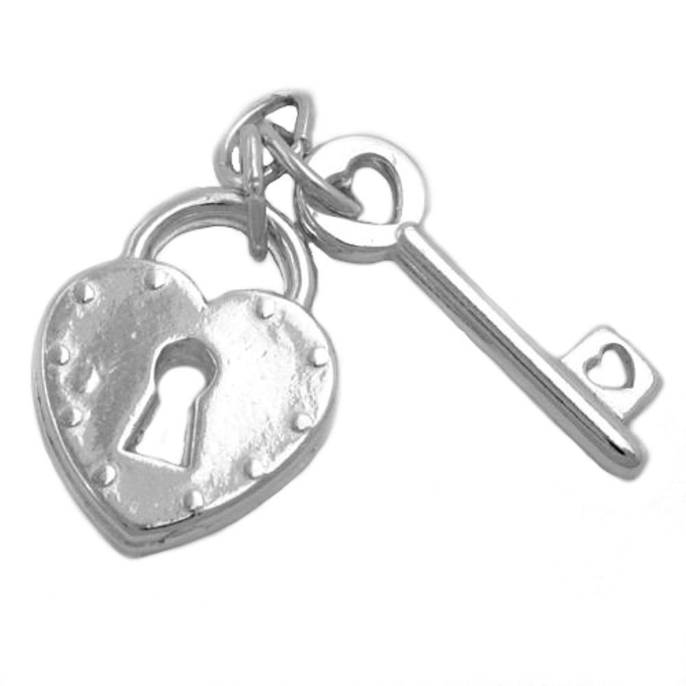 Kettenanhänger Anhänger, Herz Schloss mit Schlüssel, 925 Silber