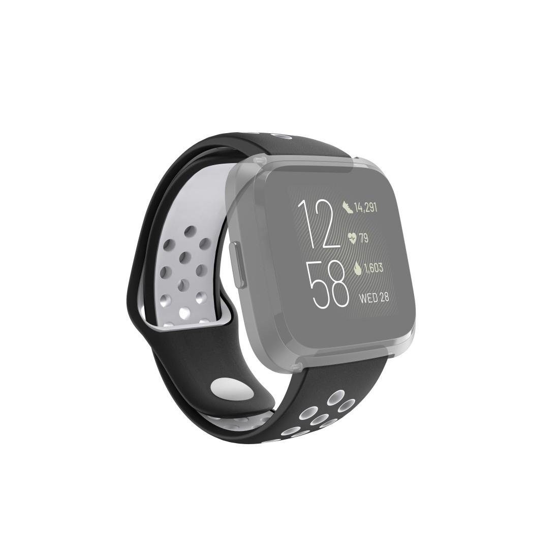 Fitbit atmungsaktives 22mm 2/Versa/Versa Ersatzarmband Lite, Smartwatch-Armband schwarz Versa Hama