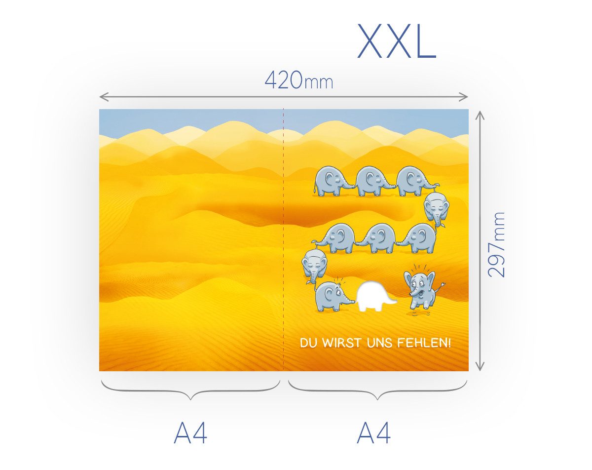 JUNAPACK Abschiedskarte mit Umschlag XXL A4 lustige Klappkarte Jobwechsel Kündigung Kollegen, Witzige A4-Klappkarte mit UV-Lack, viel Platz und passendem Umschlag