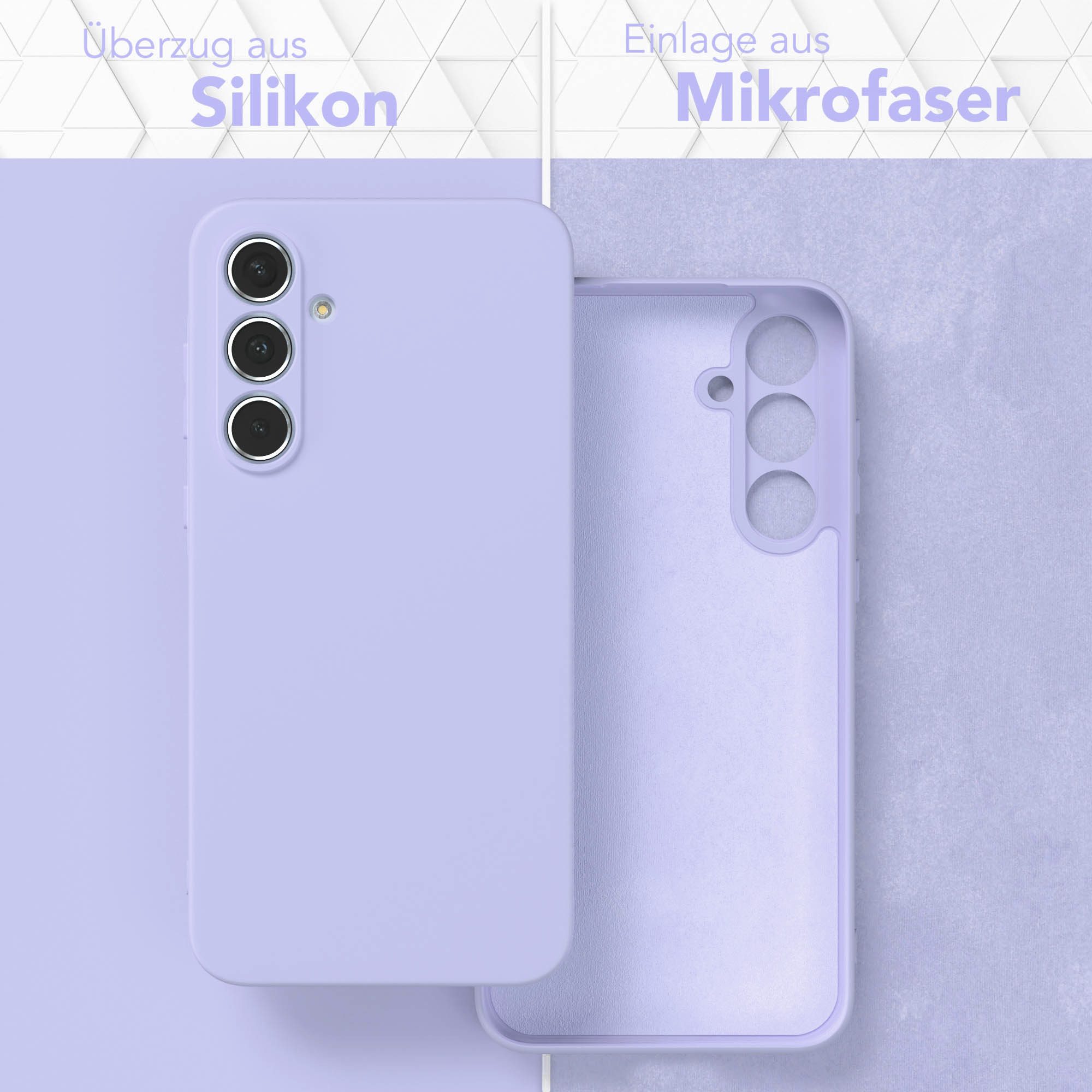 EAZY CASE Handyhülle für Samsung Galaxy A55 Hülle Silikon 6,6 Zoll, Silikonhülle stoßfest Smart Slimcover Case Dünn Blau Lila