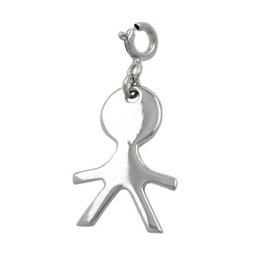 unbespielt Kettenanhänger Schmuckanhänger Charm Anhänger Junge glänzend rhodiniert 925 Silber 19 x 13 mm inkl. Schmuckbox, Silberschmuck für Damen und Herren