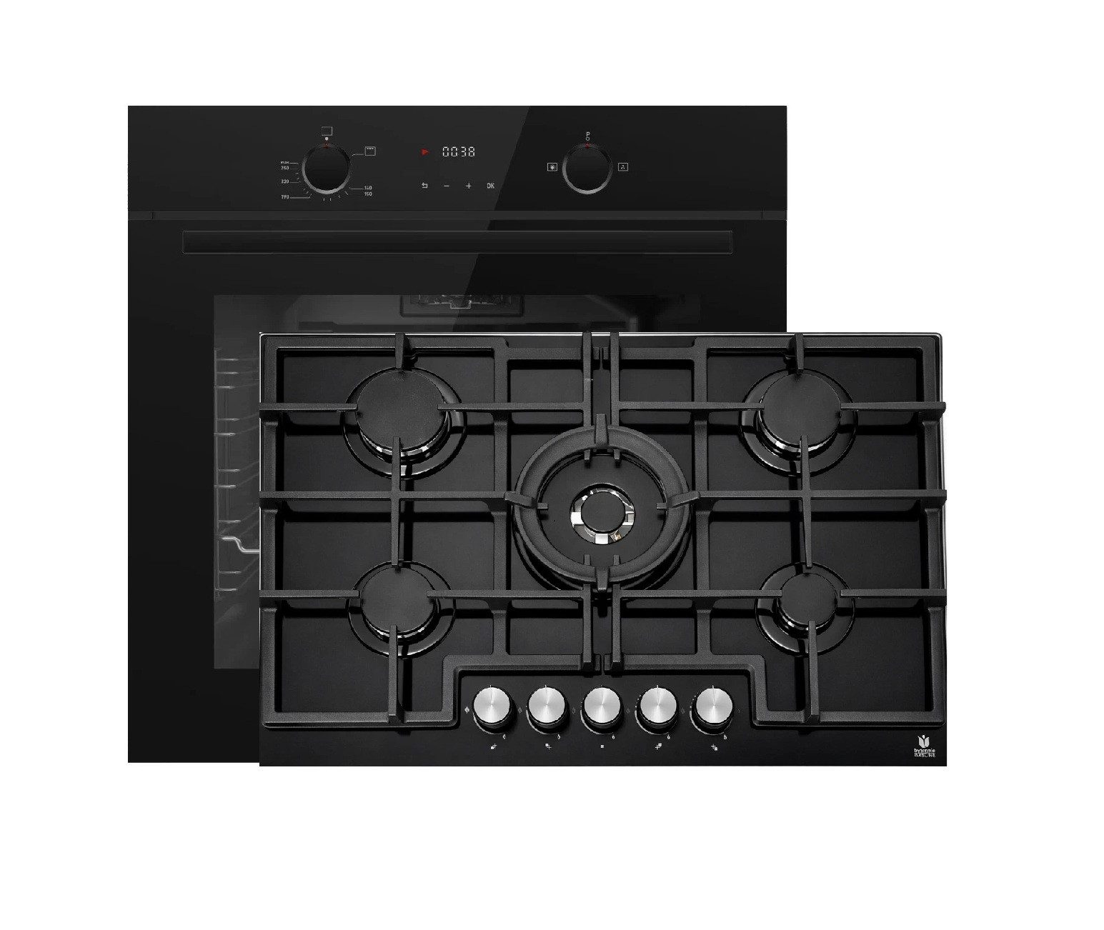 Gasline Gasherd-Set Gasline Gasherdset GB850-FIB Gasbackofen+Gaskochfeld Glaskeramik 75cm