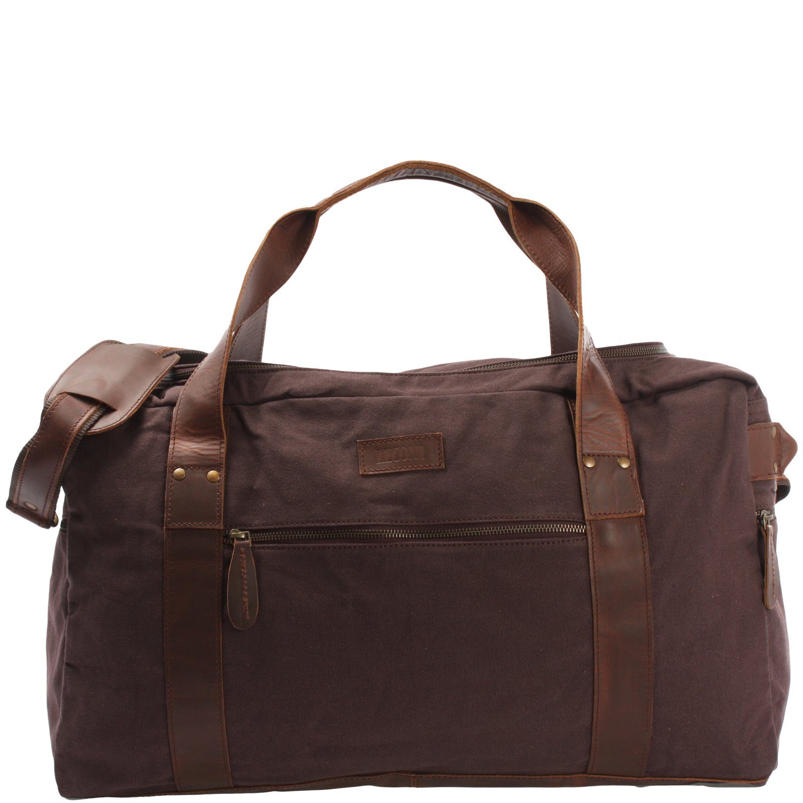 LECONI Небольшие сумки для поездок  Sporttasche Reisetasche Damen & Herren Handgepäck Leder Canvas LE2014, Canvas & Leder - viele Außenfächer - 55x30x21 cm