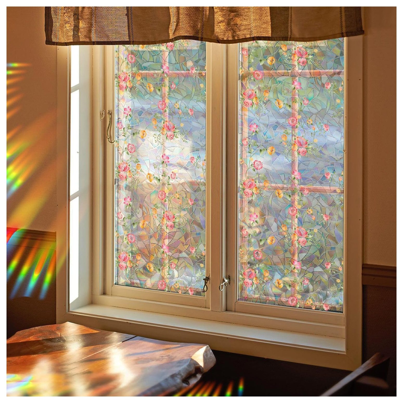 Coonoor Fensterfolie Bunte Glasfensterfolie, Vintage-Rosenfensterfolie, Sic günstig online kaufen