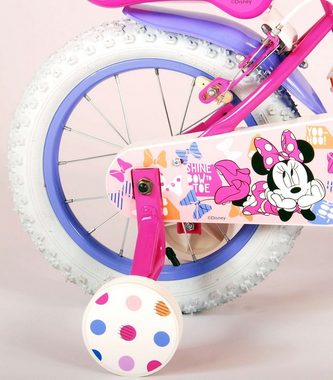TPFSports Kinderfahrrad Disney Minnie 14 Zoll mit 2x Handbremse, 1 Gang, (Mädchen Fahrrad - Rutschfeste Sicherheitsgriffe), Kinder Fahrrad 14 Zoll mit Stützräder Laufrad Mädchen Kinderrad