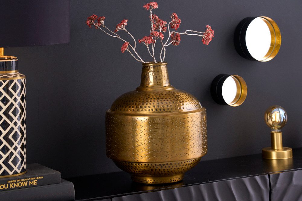 riess-ambiente Dekovase ORIENT 35cm gold - orientalisch, Blumenvase, Hammerschlag-Design (1 St), Accessoire · Tischvase für Trockenblumen · handmade · Metall
