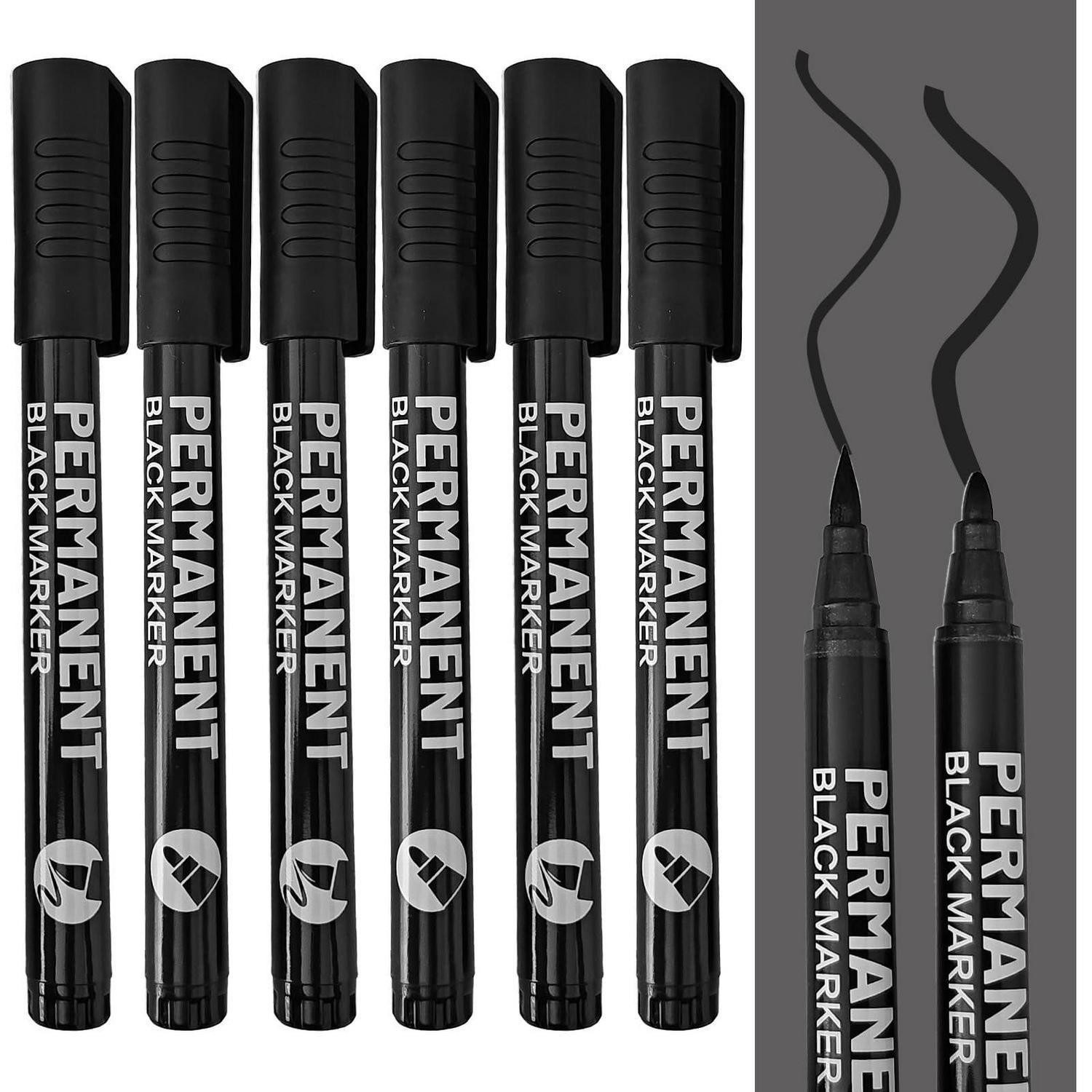 LuxusKollektion Permanentmarker Permanent Marker Set Schwarz 6er-Pack Fein & Weich