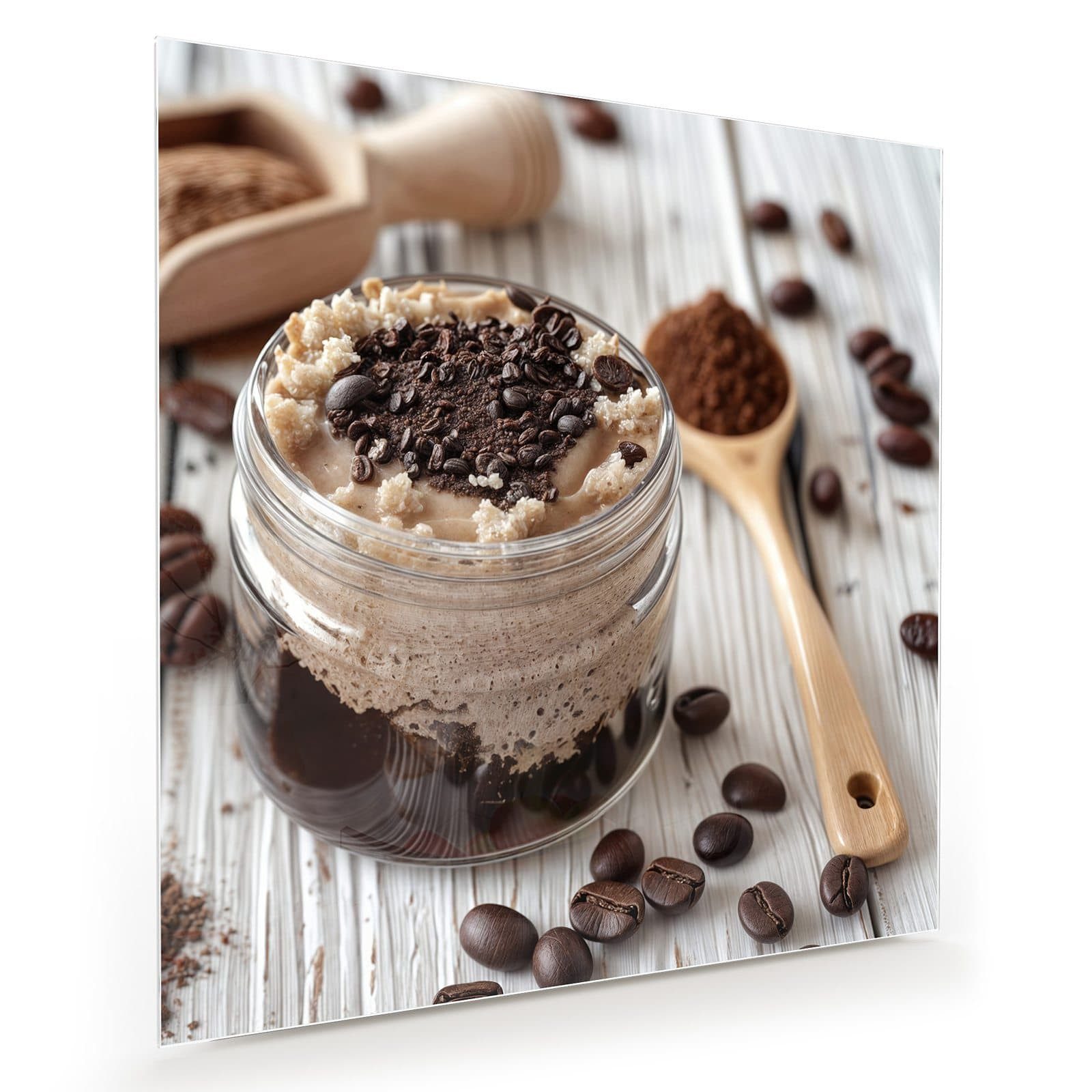 Glasbild Wandbild Quadratisch Kaffeedessert Glas mit Aufhängung