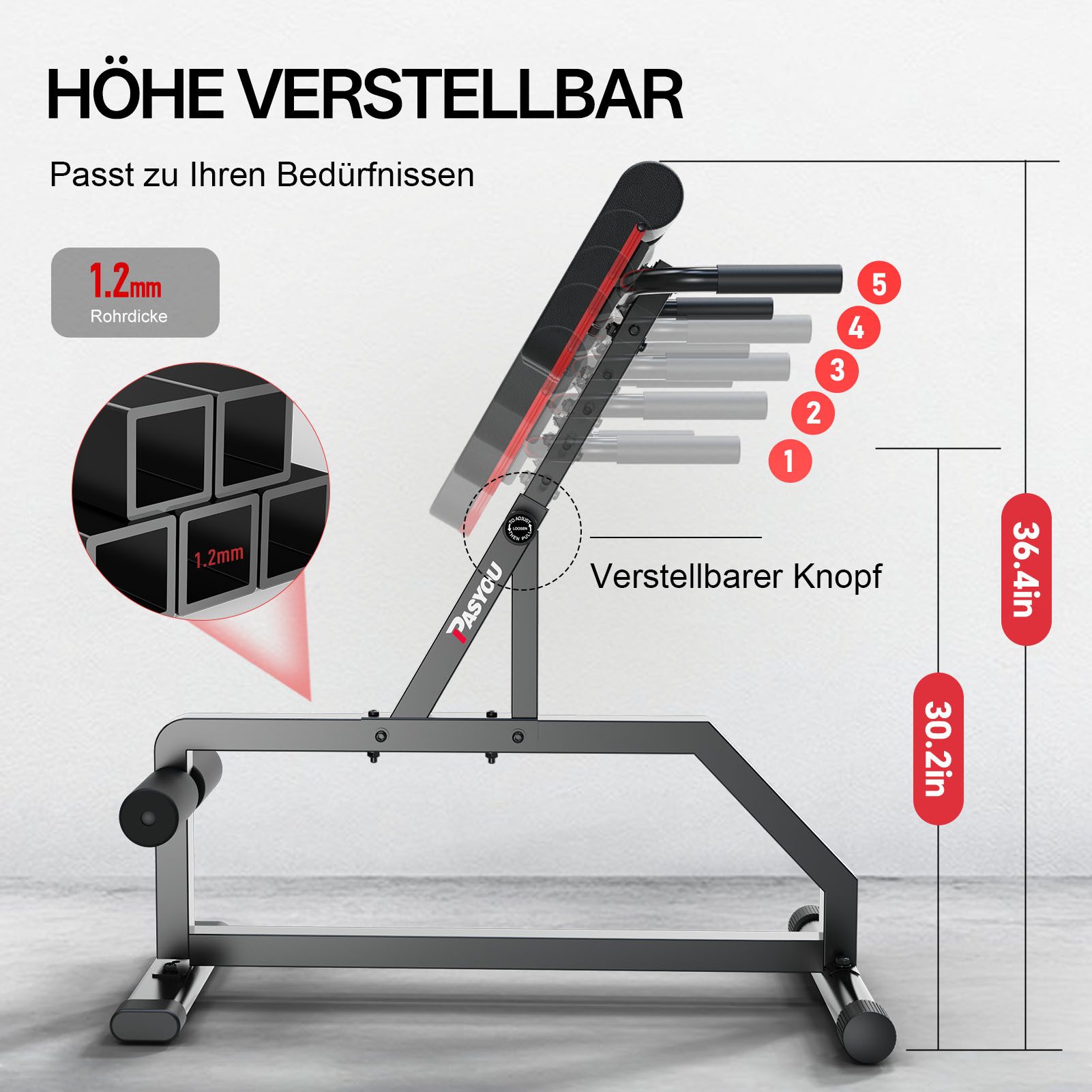PASYOU Sit-Up Bank PASYOU Back Trainer Roman Chair PR100