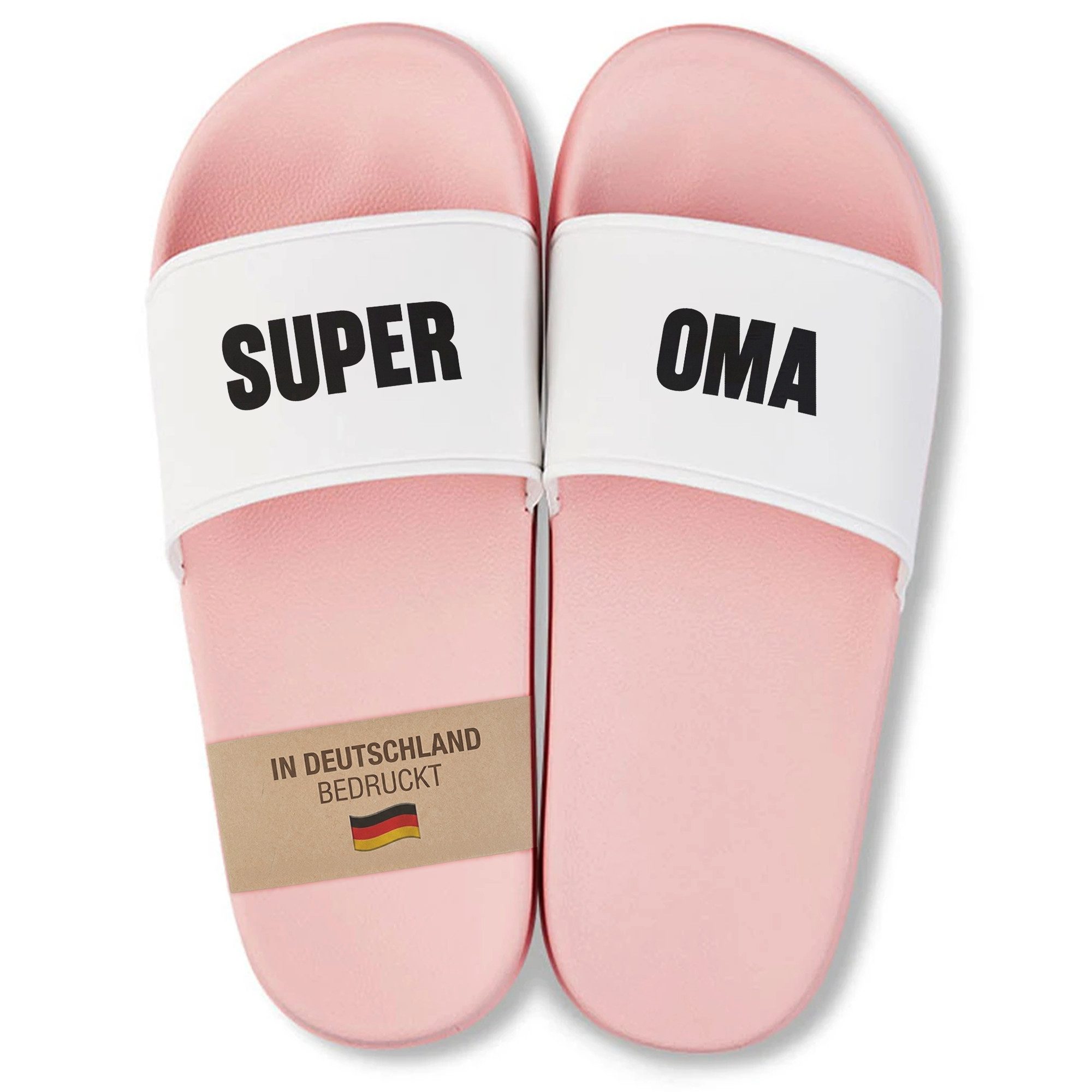 22Feels Badelatschen Pink Geschenk für Oma Damen Super Oma Muttertag Badepantolette IN DEUTSCHLAND BEDRUCKT