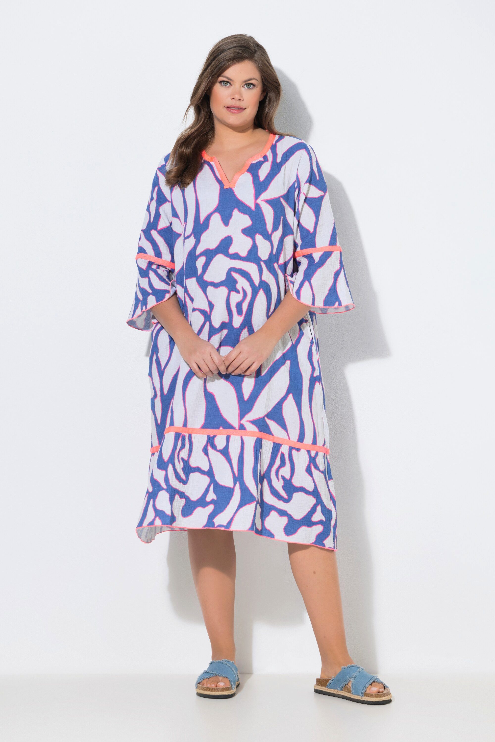 Jerseykleid Musseline Kleid 3/4 Arm