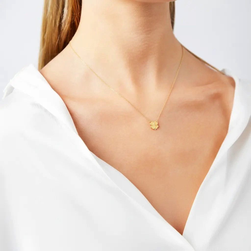 Suzan Gold Kette mit Anhänger 375 Echtgold Luckyshine Kleeblatt