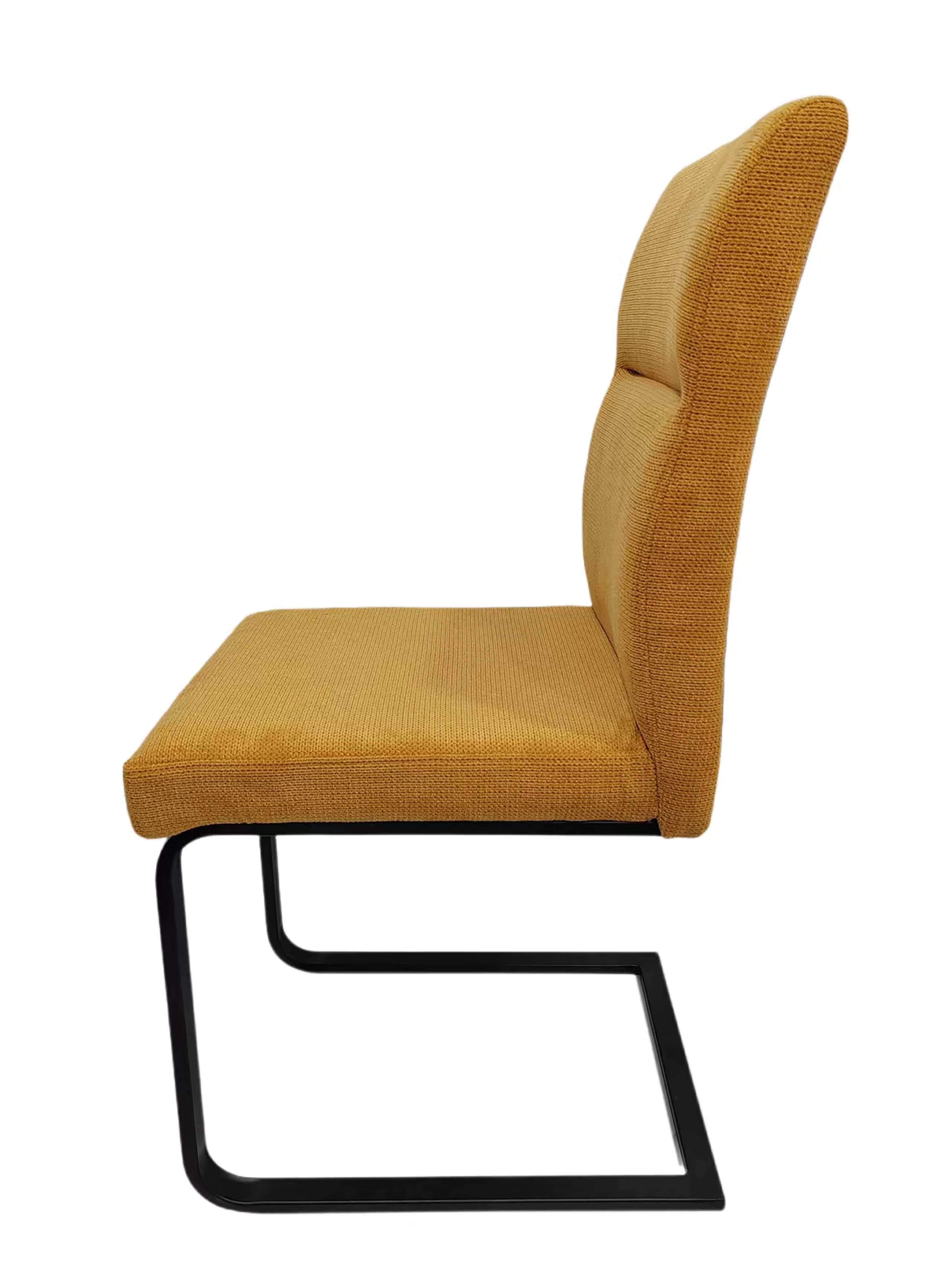YOZI Freischwinger Freischwinger Esszimmer- Polsterstuhl Polyester Metall gelb (Packung, 4 St) – Bild 5 von 5