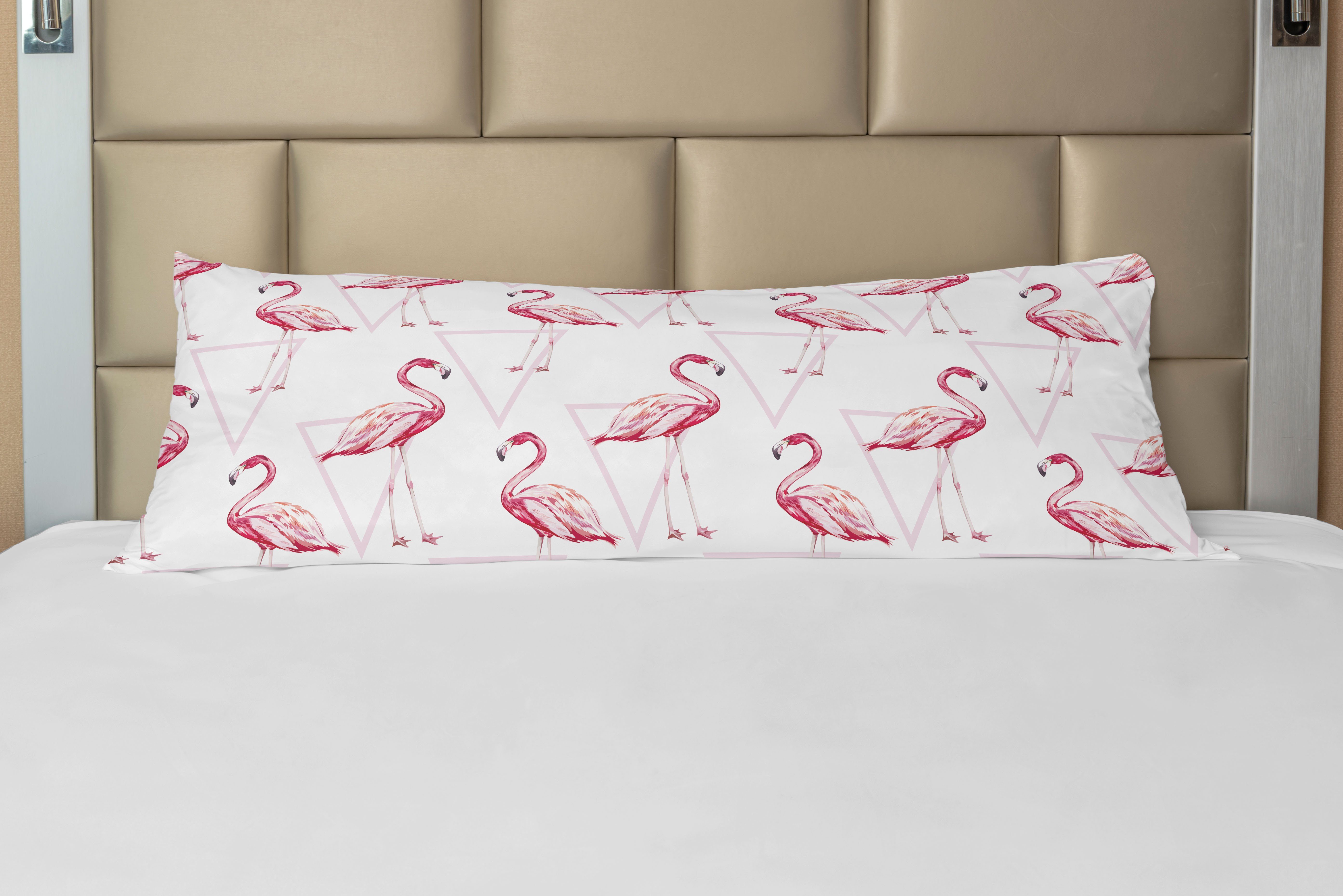 Seitenschläferkissenbezug Deko-Akzent Langer Kissenbezug, Abakuhaus, Flamingo Geometrisch