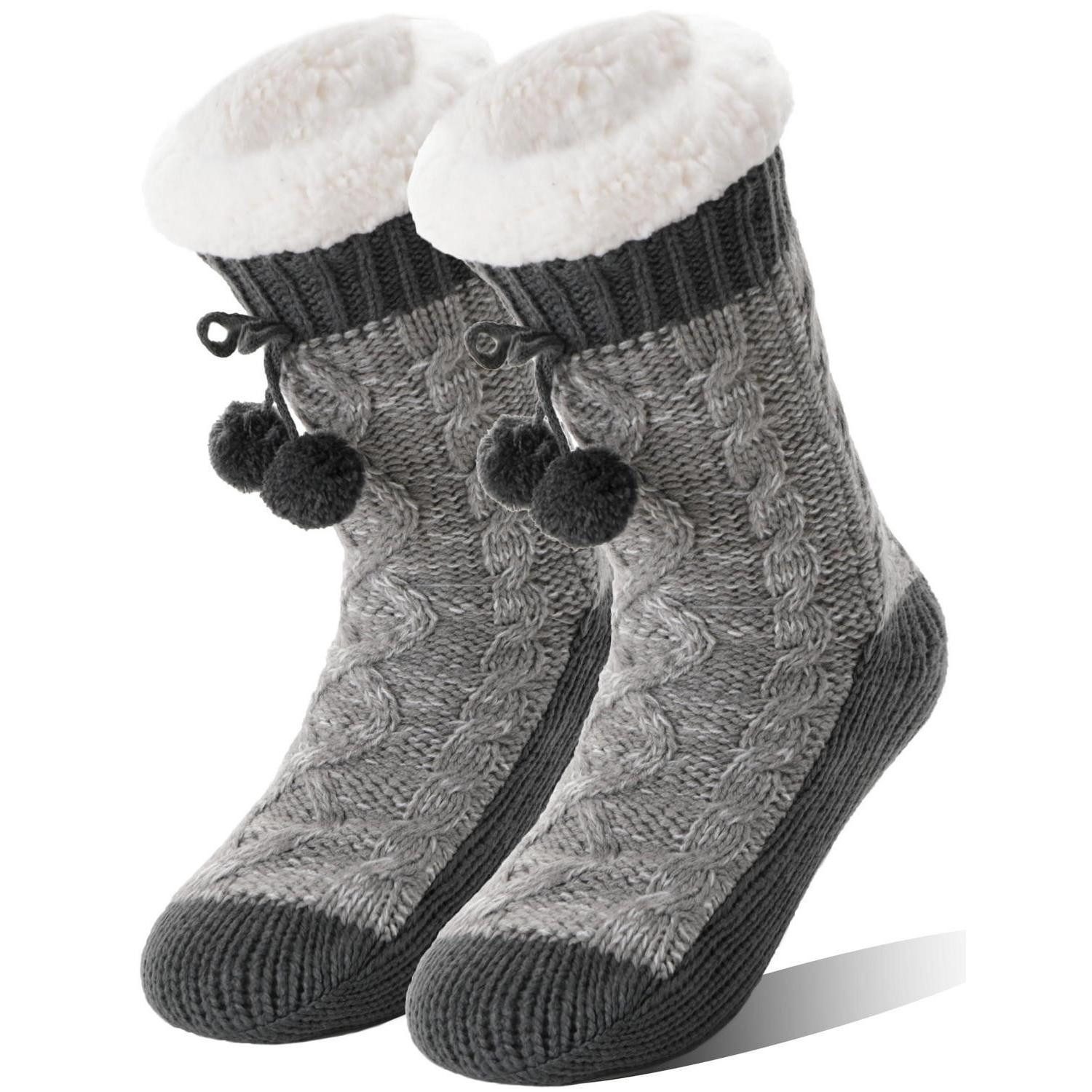 LuxusKollektion Kuschelsocken Kuschelsocken Damen Grau, Einheitsgröße, 3-Fach Wärme