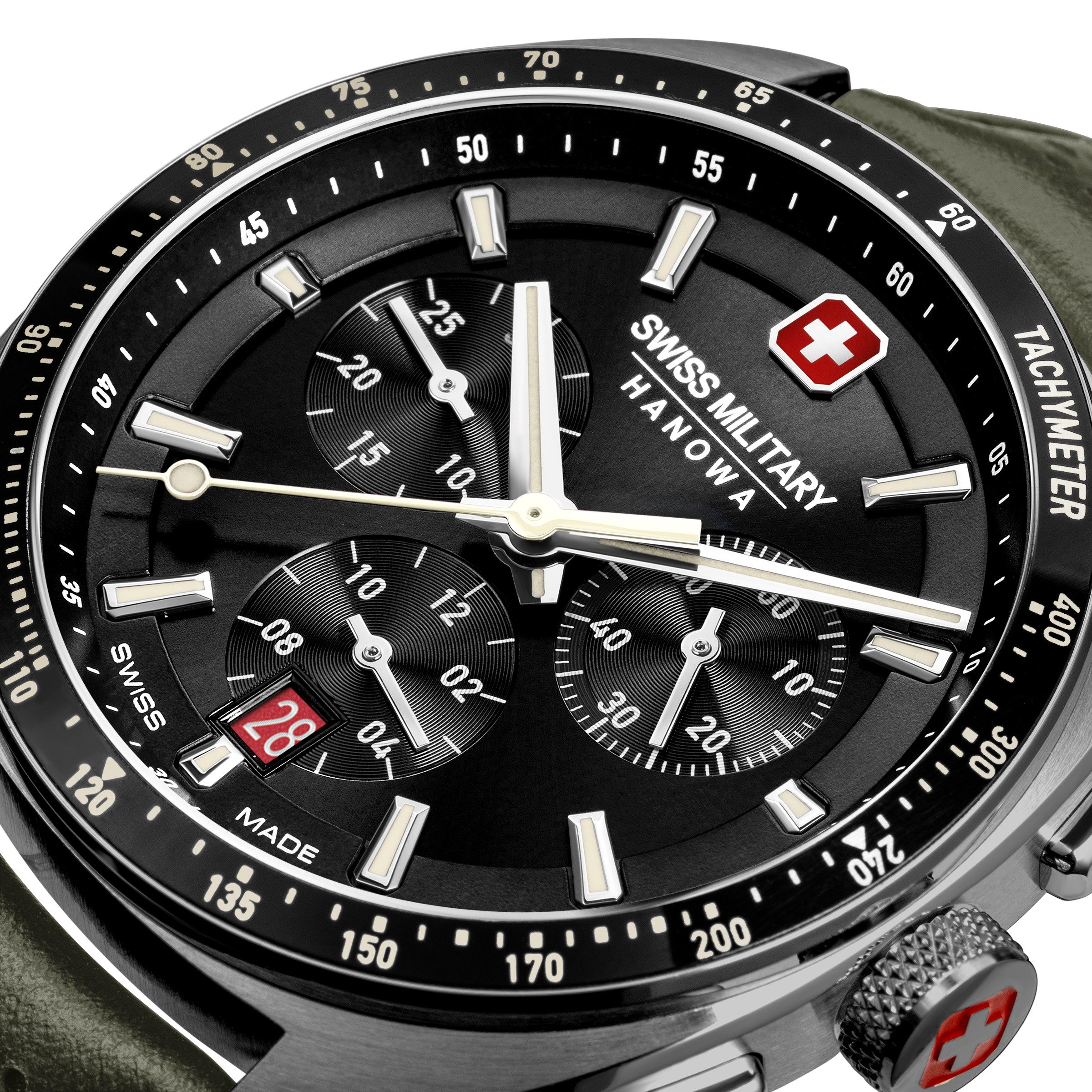 Swiss Military Hanowa Chronograph Defender SMWGC0003340, Quarzuhr, Armbanduhr, Herrenuhr, Swiss Made, Lederarmband, analog, Tag