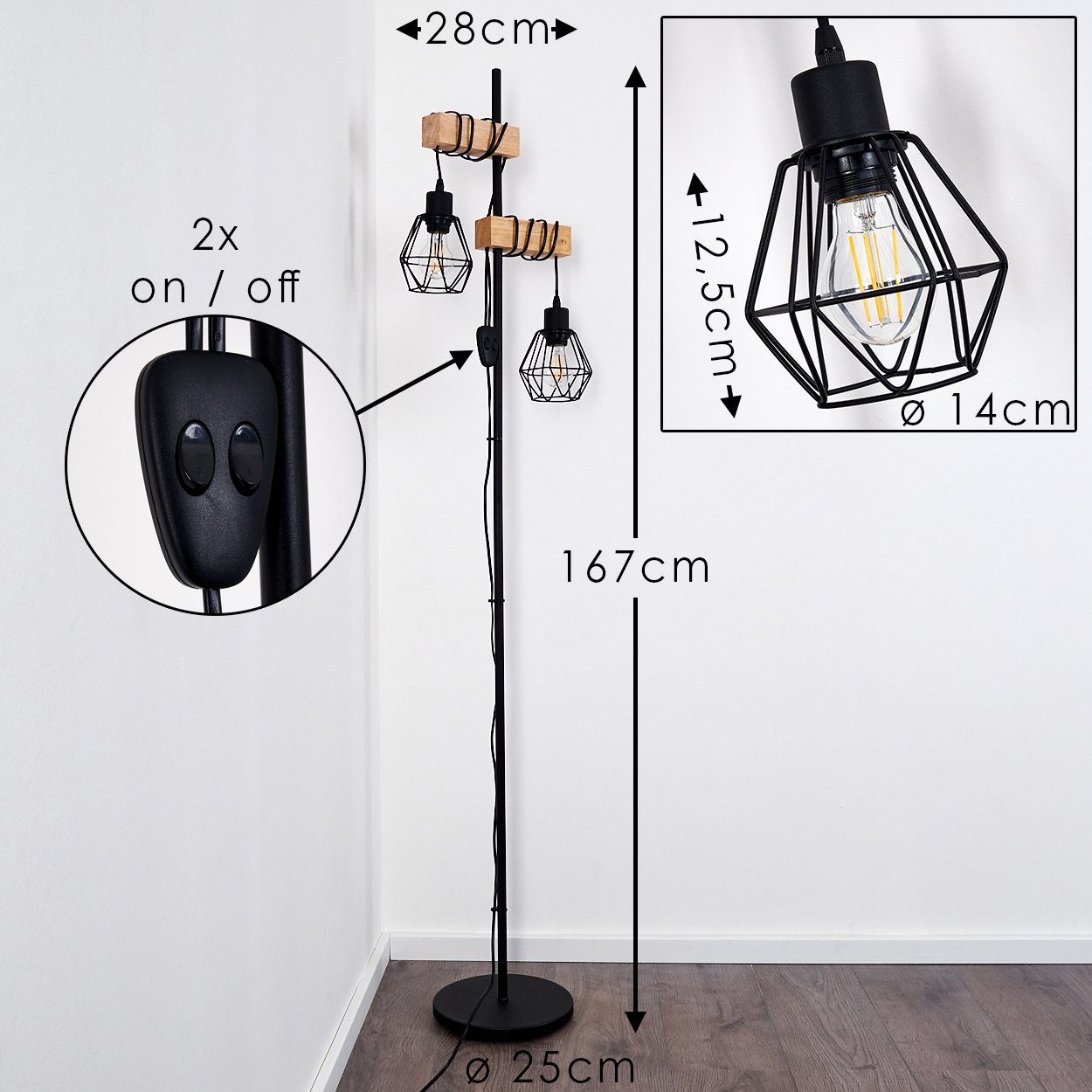 hofstein Stehlampe Vintage Wohn Schlaf Zimmer Beleuchtung Steh Boden Stand günstig online kaufen