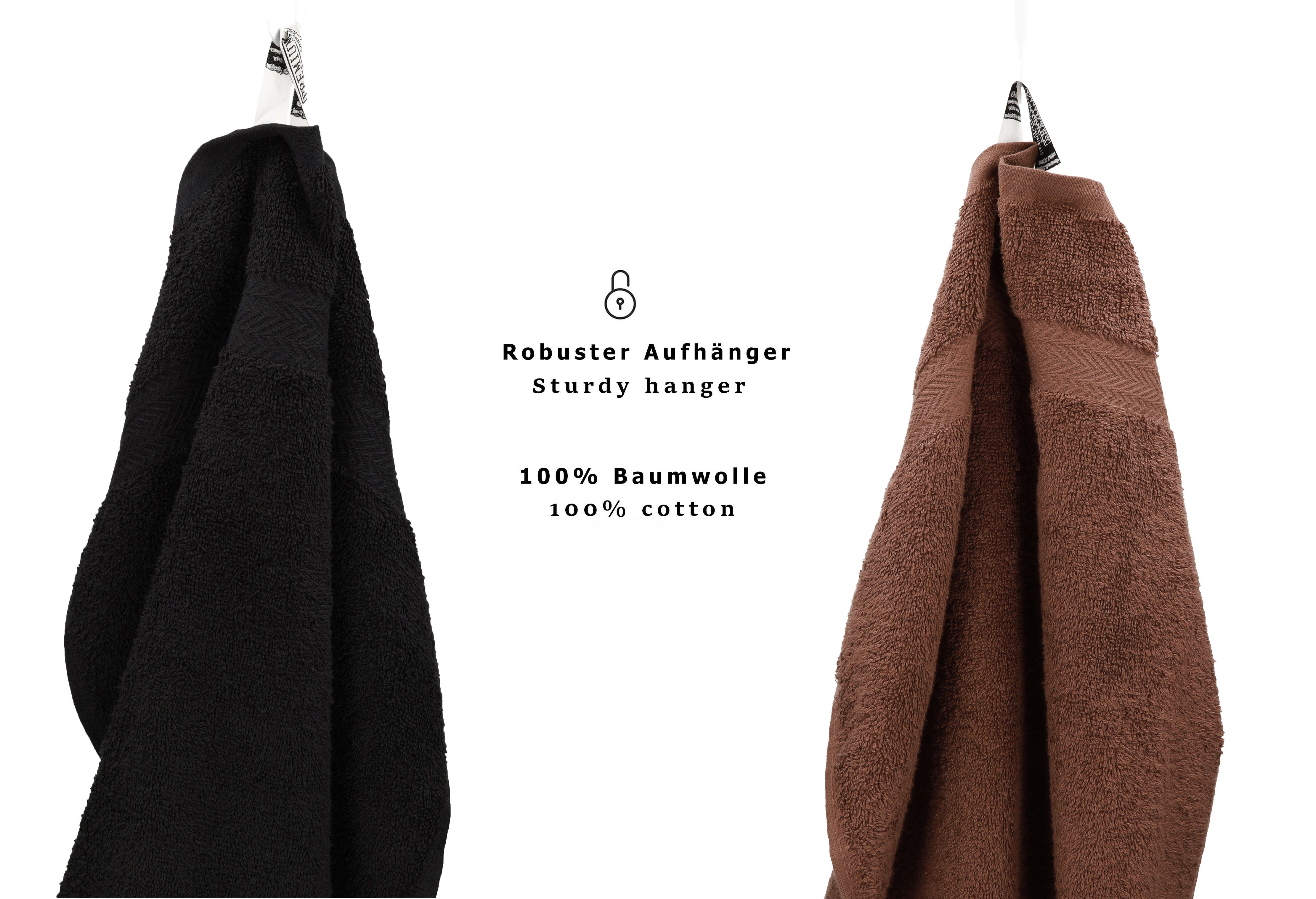 Betz Handtuch Set 10-TLG. Handtuch-Set Premium, 100% Baumwolle, (Set, 10-tlg), Farbe Schwarz & Nussbraun