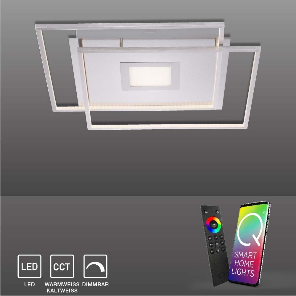 Paul Neuhaus Smarte LED-Leuchte LED Deckenlampe Q-AMIRA, Smart Home, CCT-Farbtemperaturregelung, Dimmfunktion, Memoryfunktion, mit Leuchtmittel, CCT Lichtfarbwechsel, dimmbar Fernbedienung, APP Silber