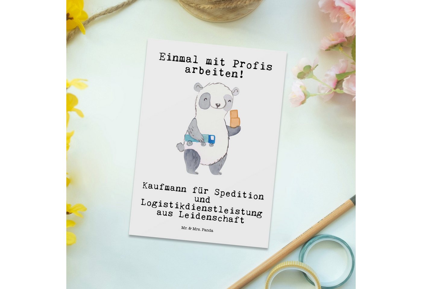 Thumbnail - Mr. & Mrs. Panda Postkarte Kaufmann für Spedition und Logistikdienstleistung Leidenschaft - Weiß, Lustige Sprüche