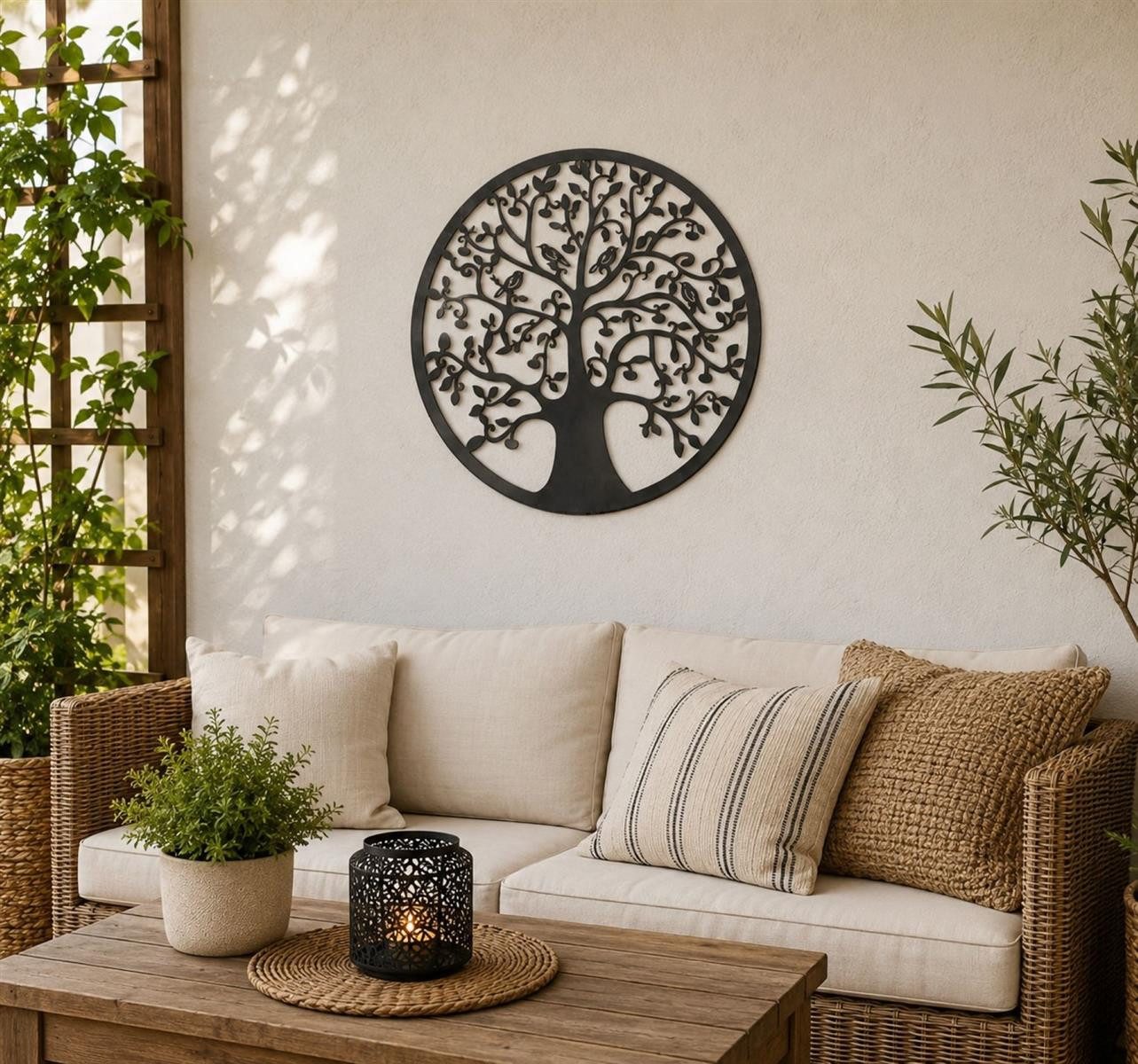 Geschenkestadl Wanddekoobjekt Baum des Lebens Wanddeko Metall schwarz 30 cm Garten Terrasse (1 St), klassisch – Bild 2 von 4