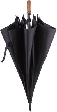 EuroSCHIRM® Partnerschirm birdiepal® classic, schwarz, Regenschirm für Zwei, mit Echtholzgriff aus Nussbaum