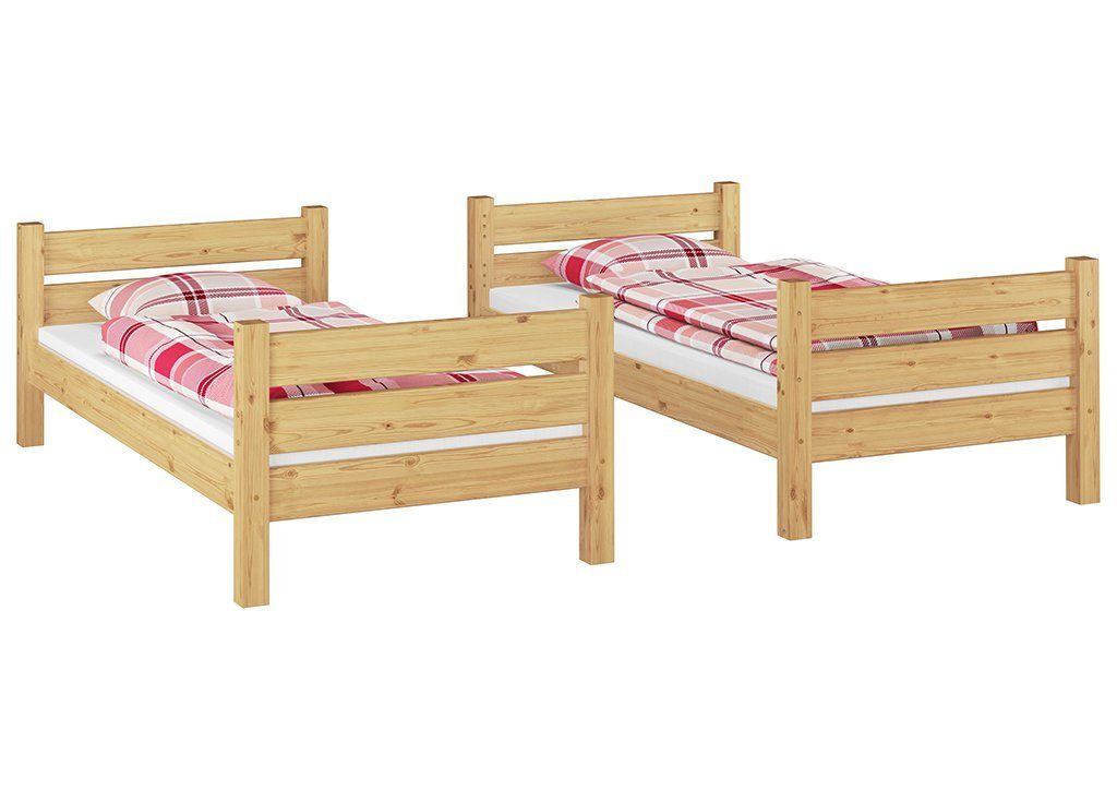 ERST-HOLZ Etagenbett Doppelstockbett mit Rollroste Gästebett, 90x200 und Matratzen