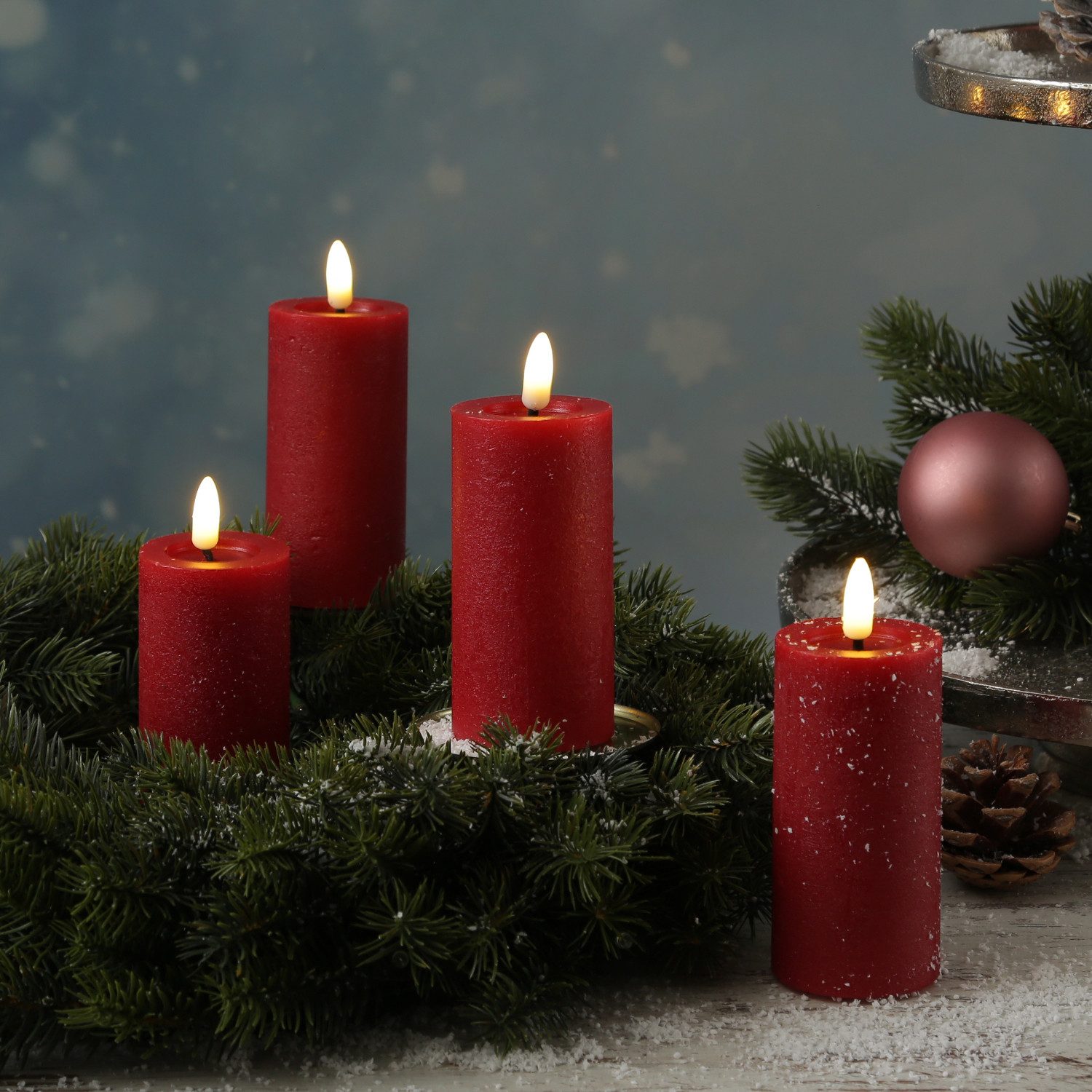 Adilina LED-Kerze Kerzenset LINA Rustik Optik für Adventskranz 5x12,5cm Tim günstig online kaufen