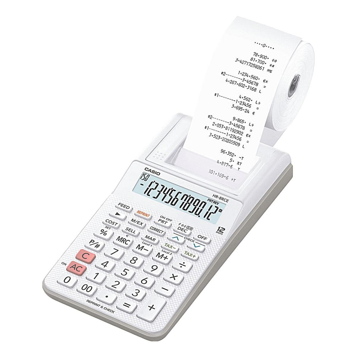 CASIO Taschenrechner HR-8RCE WE, mit Druckfunktion