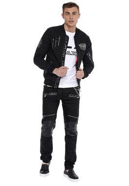 Cipo & Baxx Slim-fit-Jeans mit Leder Einsatz