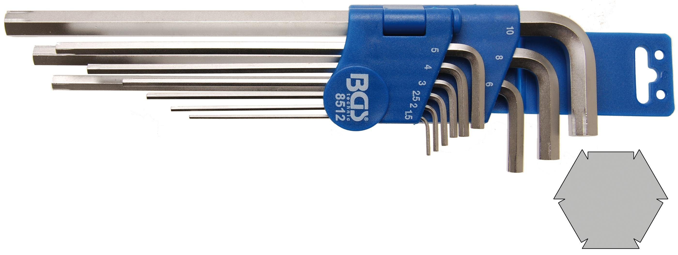 BGS technic Bit-Schraubendreher Spezial-Winkelschlüssel-Satz, Innensechskant 1,5 - 10 mm, 9-tlg.