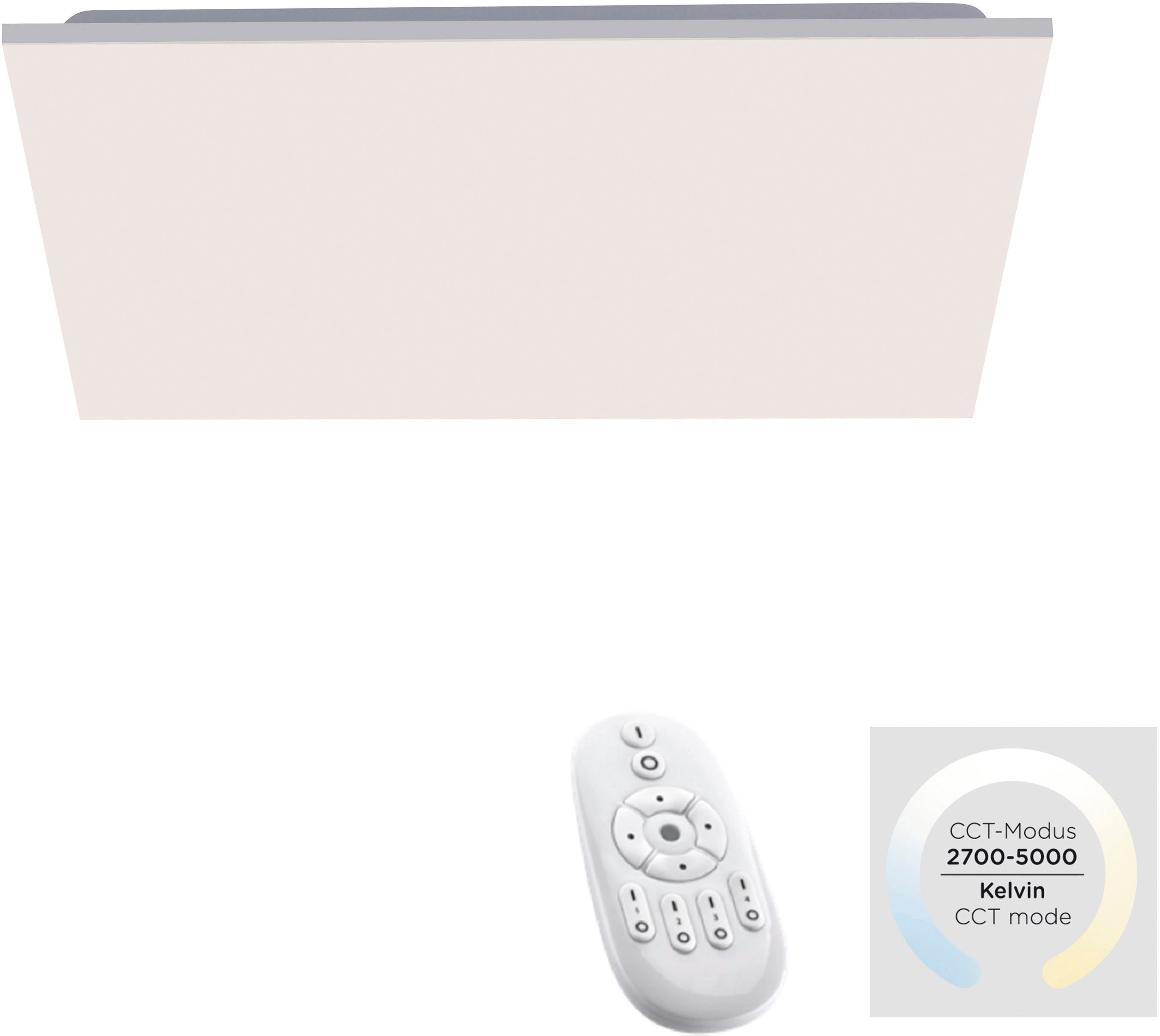 Leuchten Direkt LED Deckenleuchte CANVAS, Dimmfunktion, LED wechselbar, Kaltweiß, dimmbar über IR-Fernbed.; CCT-Farbtemperaturwechsel; Memoryfunktion | Deckenlampen