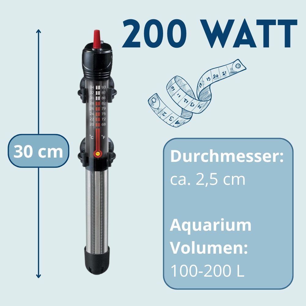 Happet Regelheizer Heizstab Aquarium 25 - 500 W Heizung Aquarium Heizstab Regelheizer