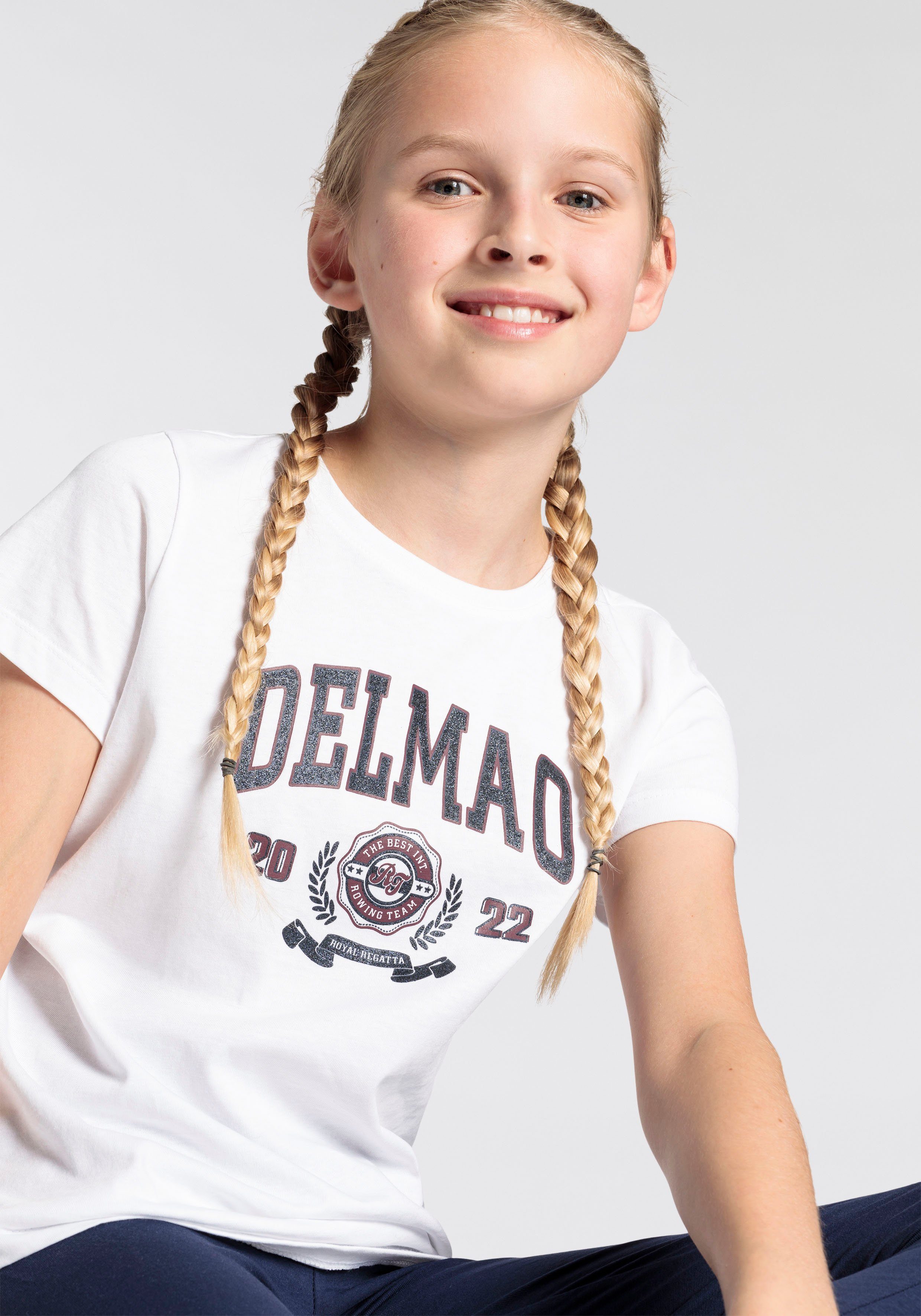 Mädchen, für Delmao-Glitzer-Print T-Shirt großem mit DELMAO